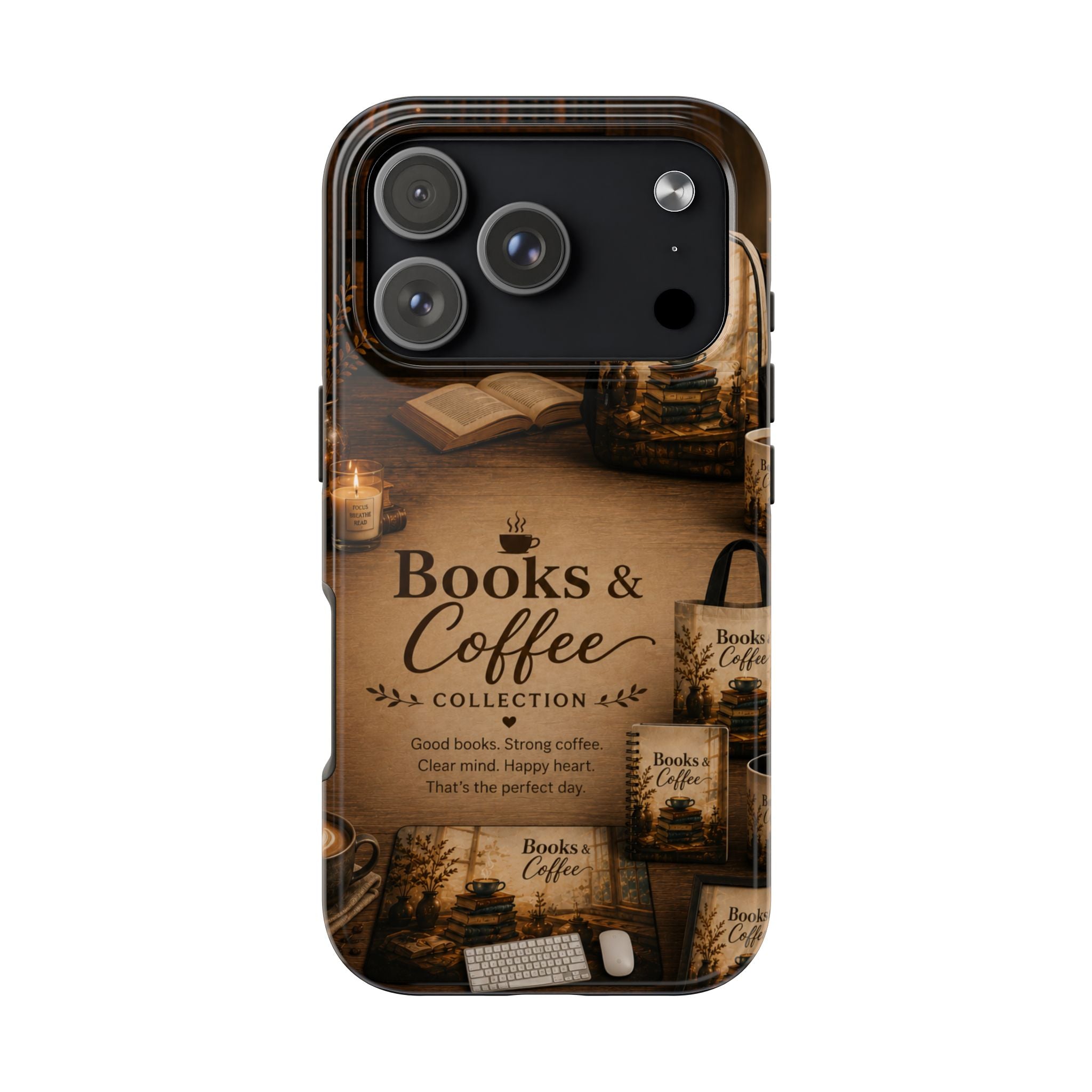 Books & Coffee Tough Phone Case — Cozy Vintage Library Design