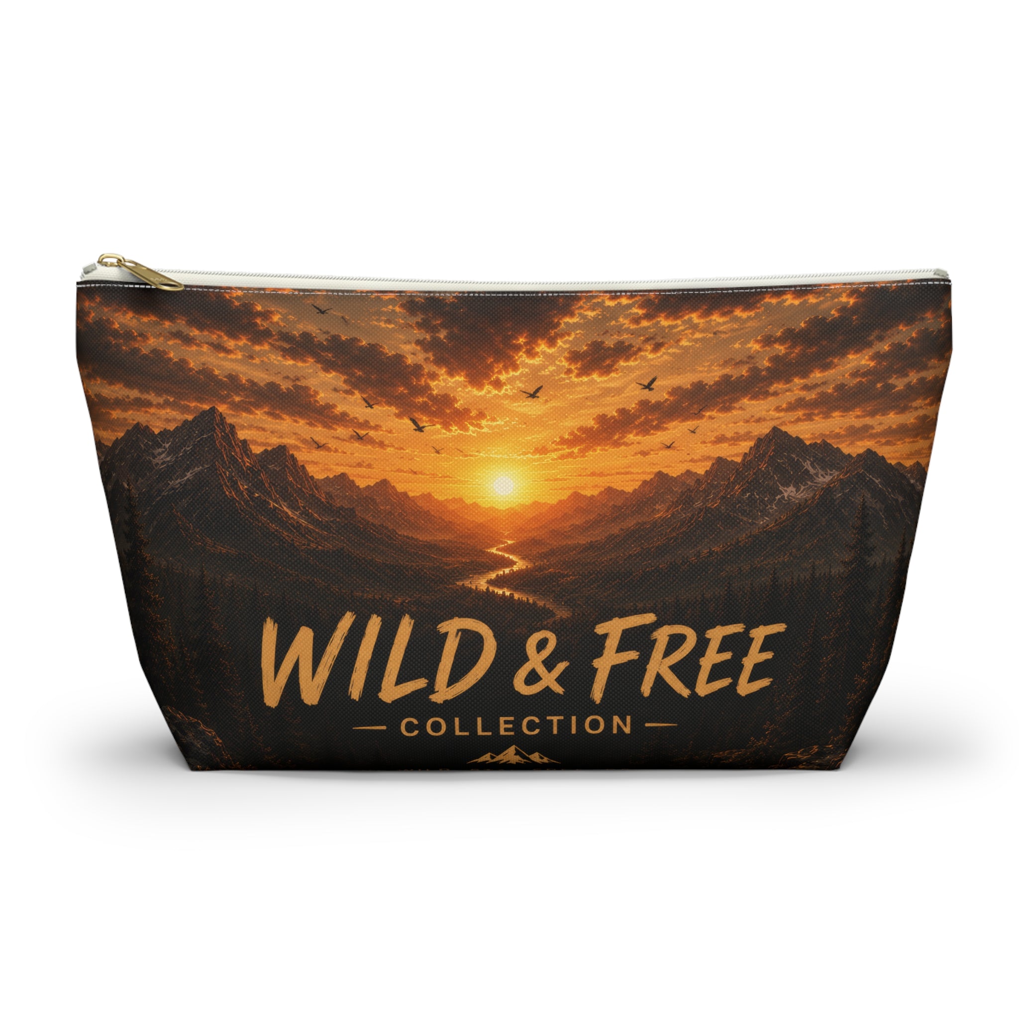 Wild & Free Accessory Pouch — Sunset Mountain Cosmetic Bag