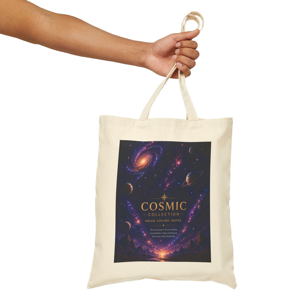 Cosmic Galaxy Tote Bag — 'COSMIC' Space Poster Canvas Tote