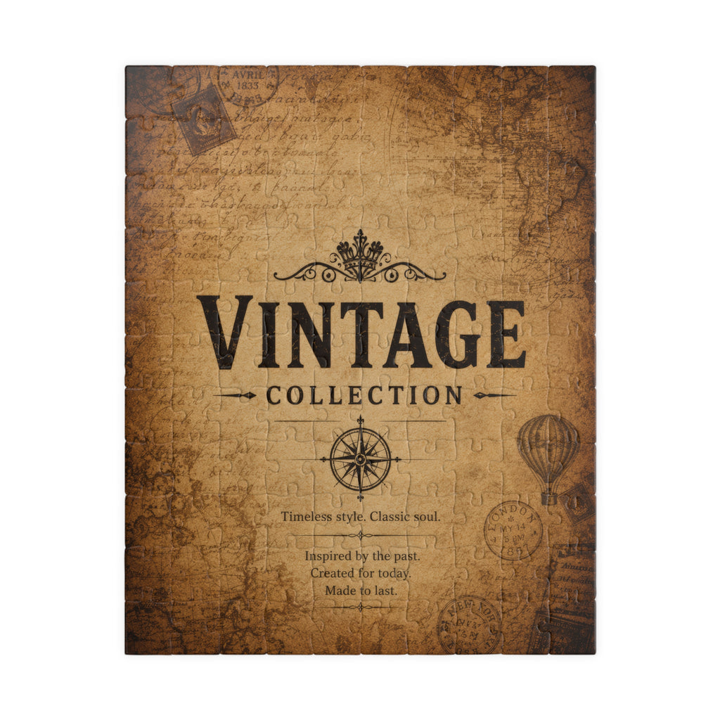 Vintage Collection Jigsaw Puzzle — Retro Map & Compass Design (110/252/520/1014 pcs)