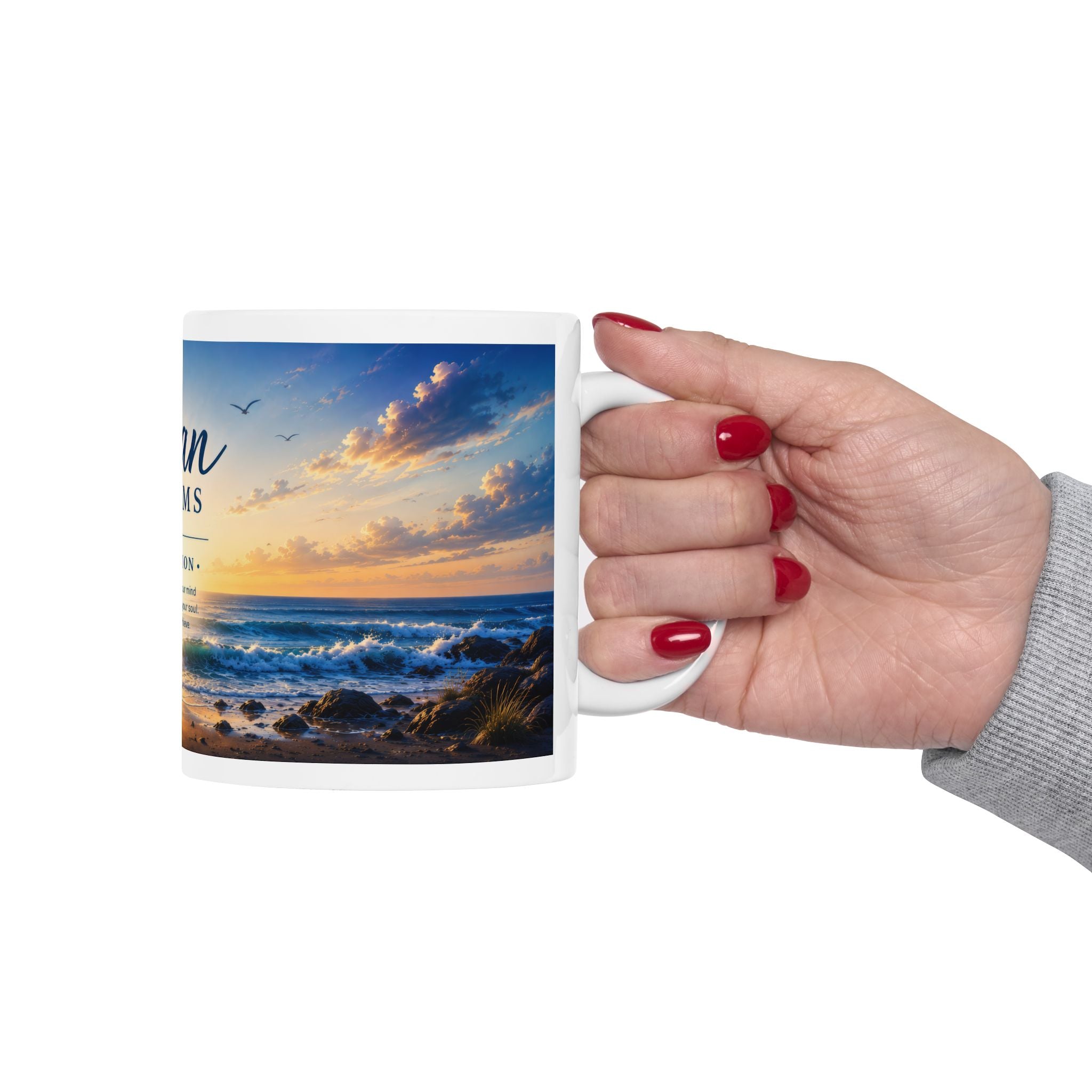 Ocean Ceramic Mug (11oz, 15oz) | Coastal Coffee Mug | Planet of Thoughts