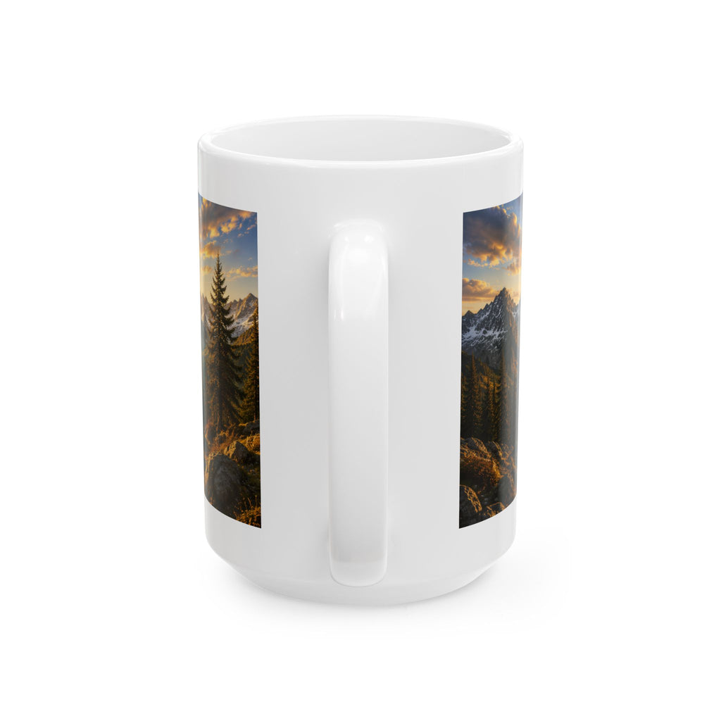 Adventure Ceramic Mug (11oz, 15oz) | Mountain Sunrise Coffee Mug | Planet of Thoughts