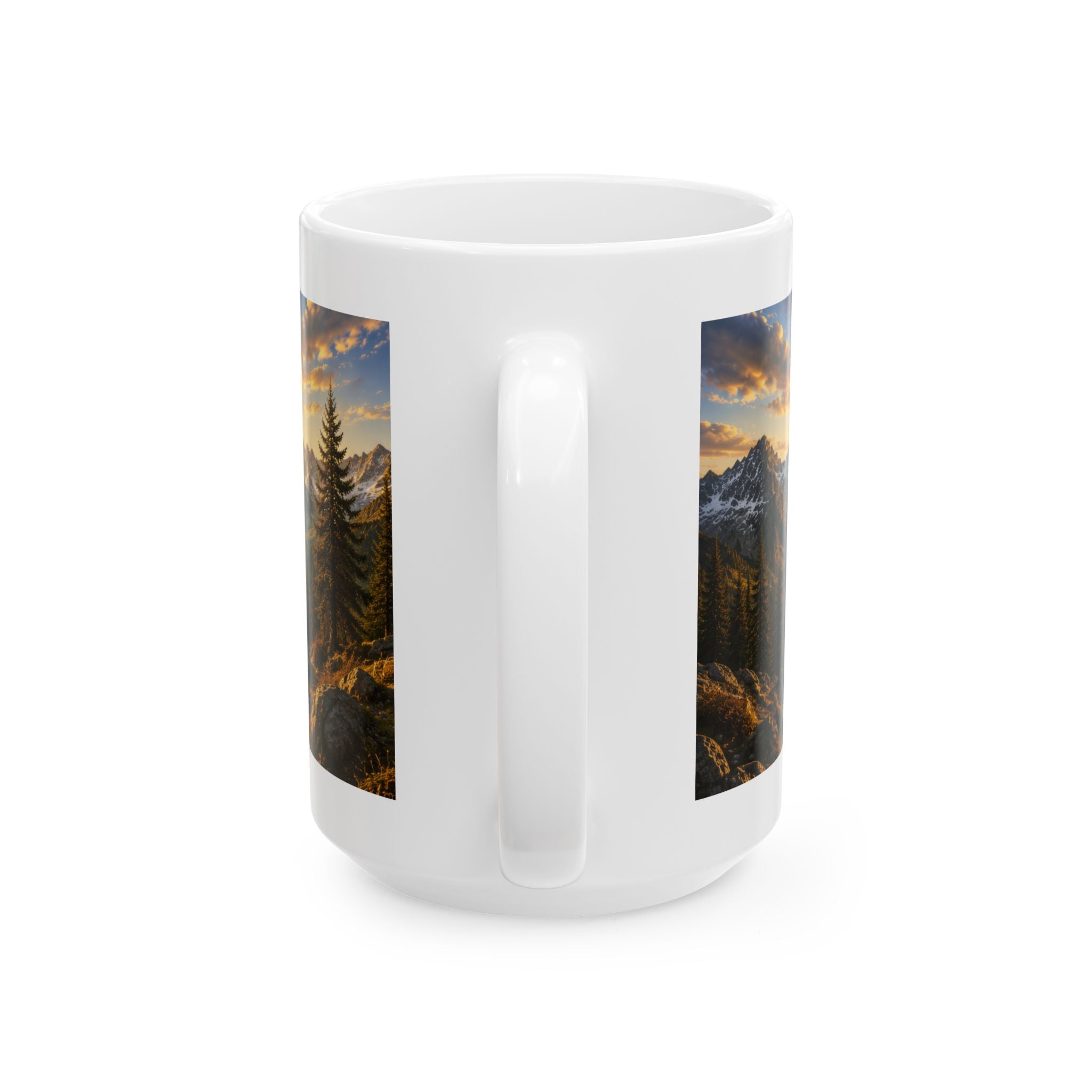Adventure Ceramic Mug (11oz, 15oz) | Mountain Sunrise Coffee Mug | Planet of Thoughts