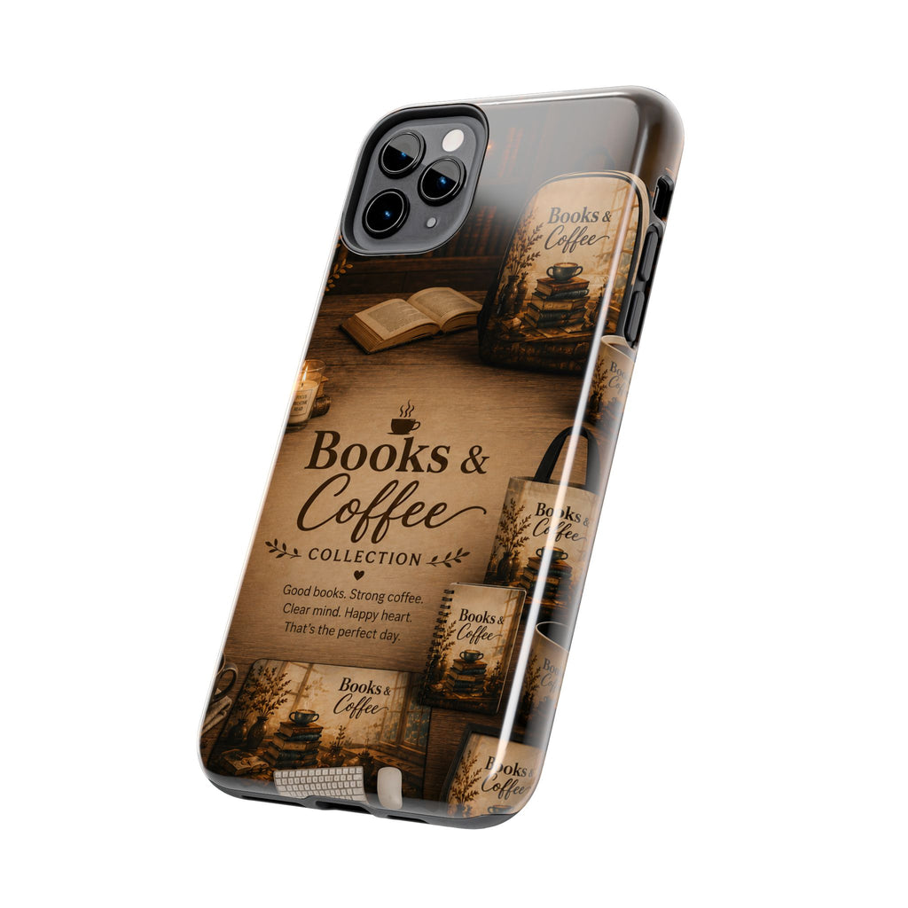 Books & Coffee Tough Phone Case — Cozy Vintage Library Design
