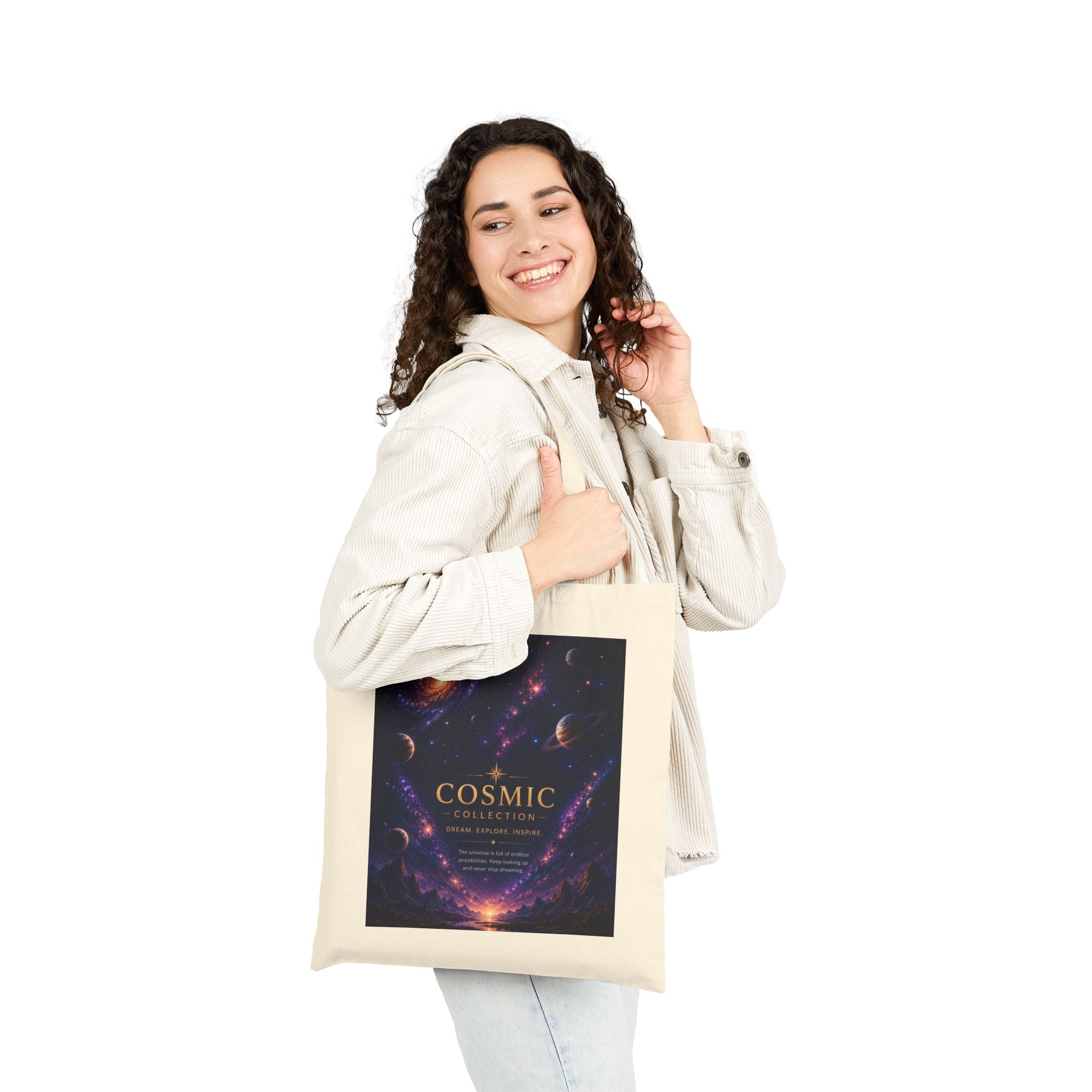 Cosmic Galaxy Tote Bag — 'COSMIC' Space Poster Canvas Tote
