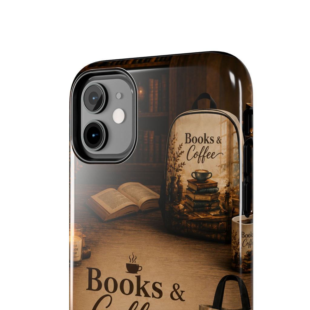 Books & Coffee Tough Phone Case — Cozy Vintage Library Design
