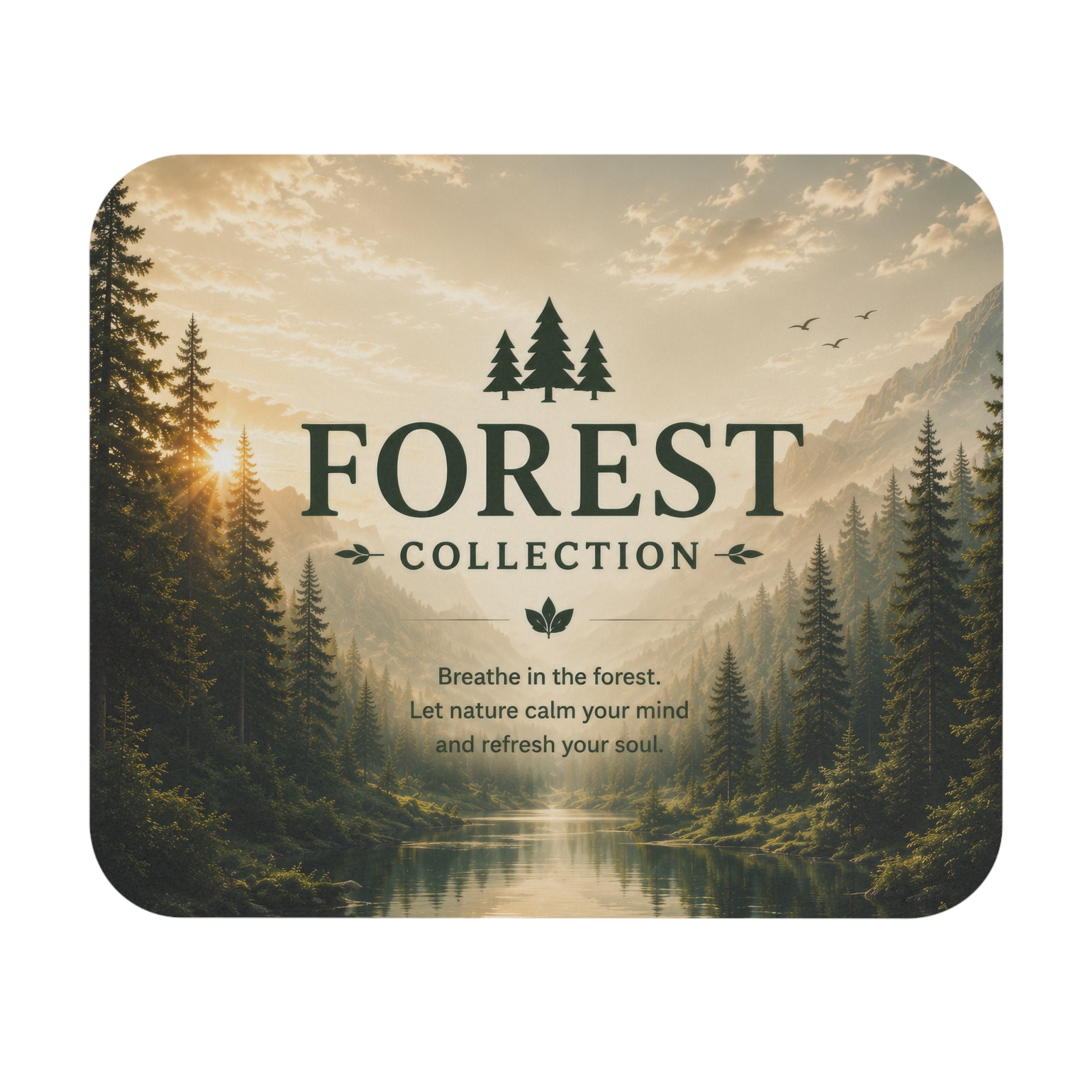Forest Collection Mouse Pad – Scenic Nature Design with “Breathe in the Forest” Quote | Planet of Thoughts