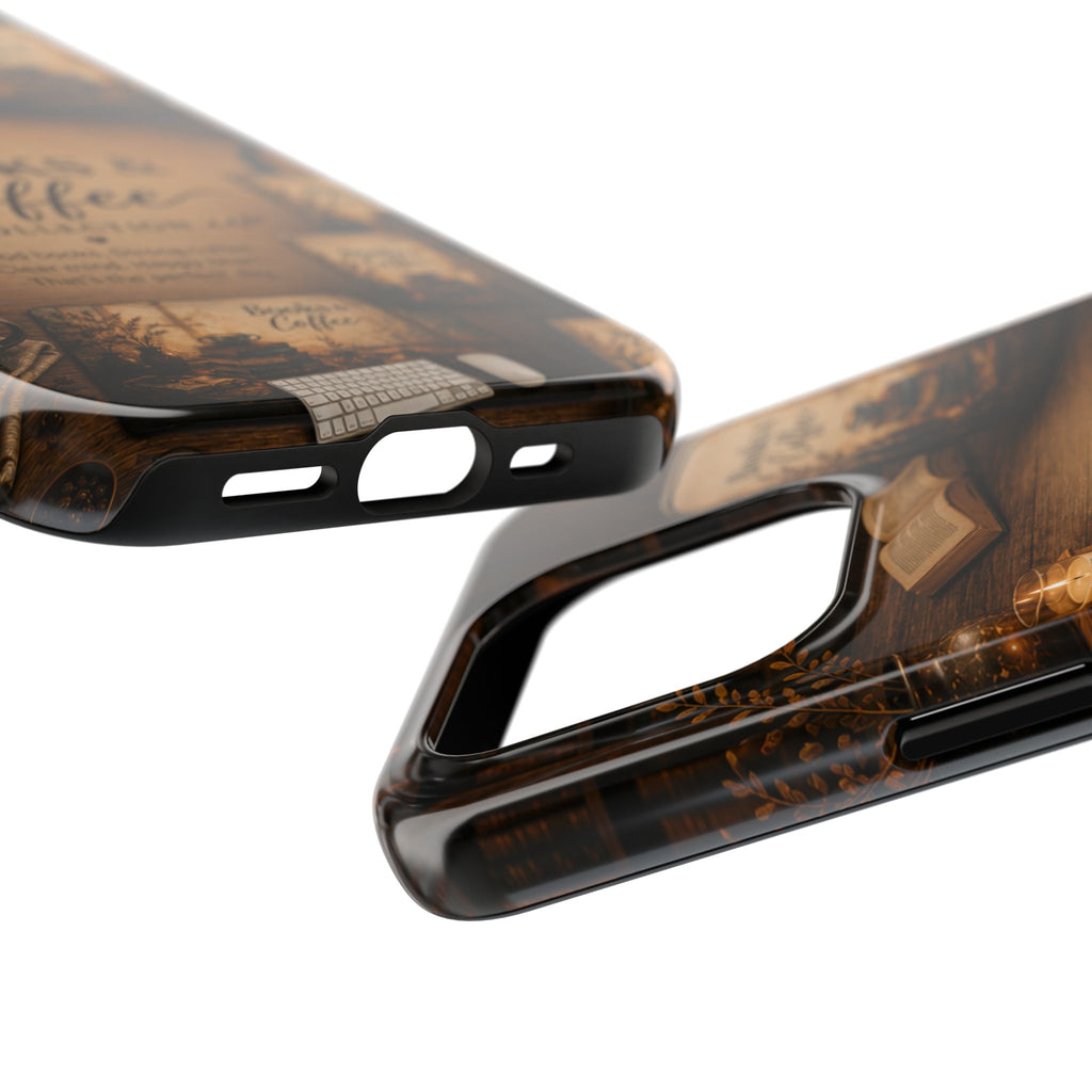 Books & Coffee Tough Phone Case — Cozy Vintage Library Design