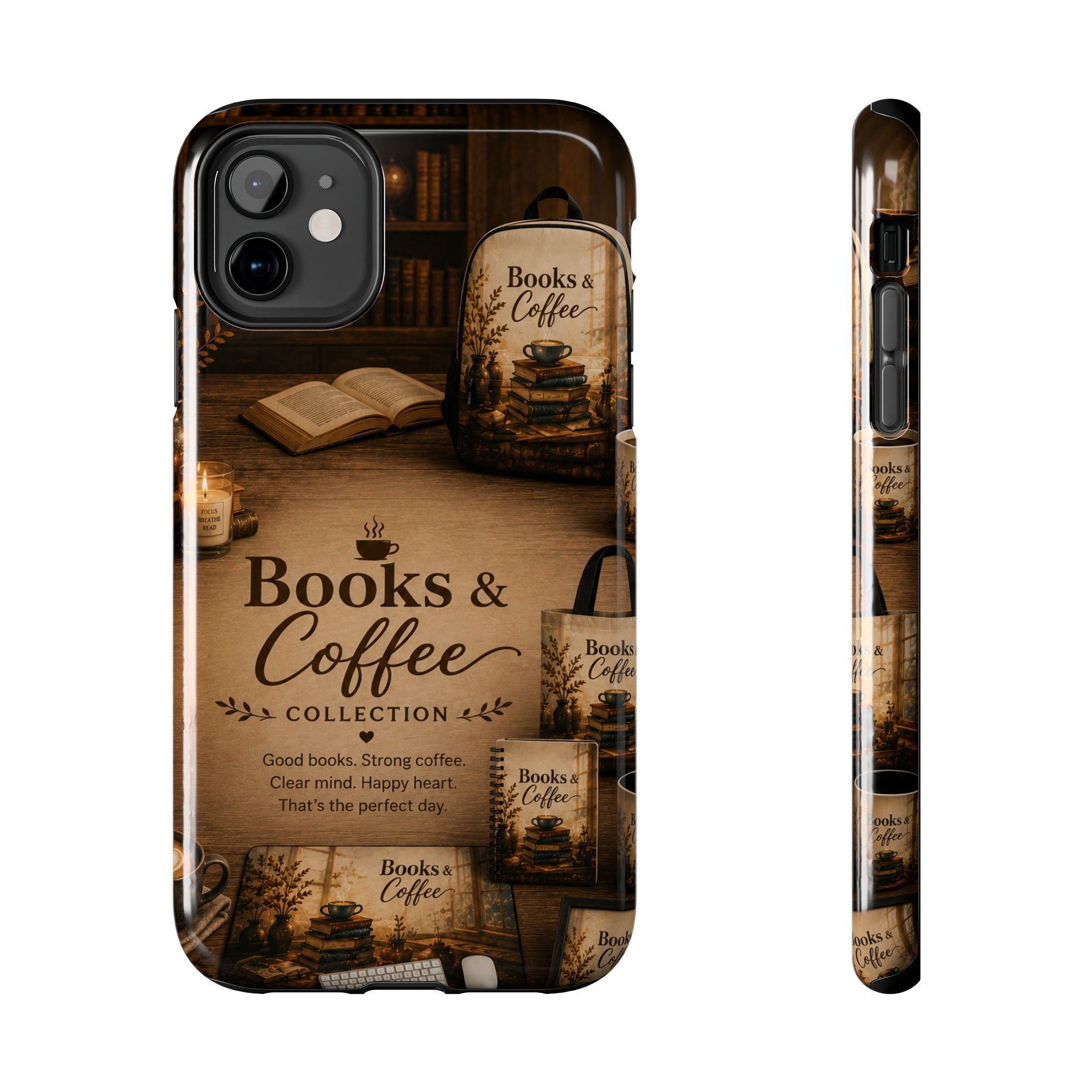 Books & Coffee Tough Phone Case — Cozy Vintage Library Design