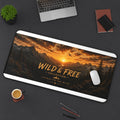 Wild & Free Sunset Mountain Desk Mat — Large Scenic Mouse Pad for Nature Lovers