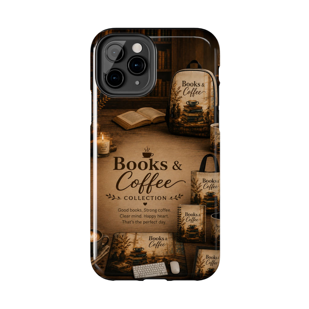 Books & Coffee Tough Phone Case — Cozy Vintage Library Design