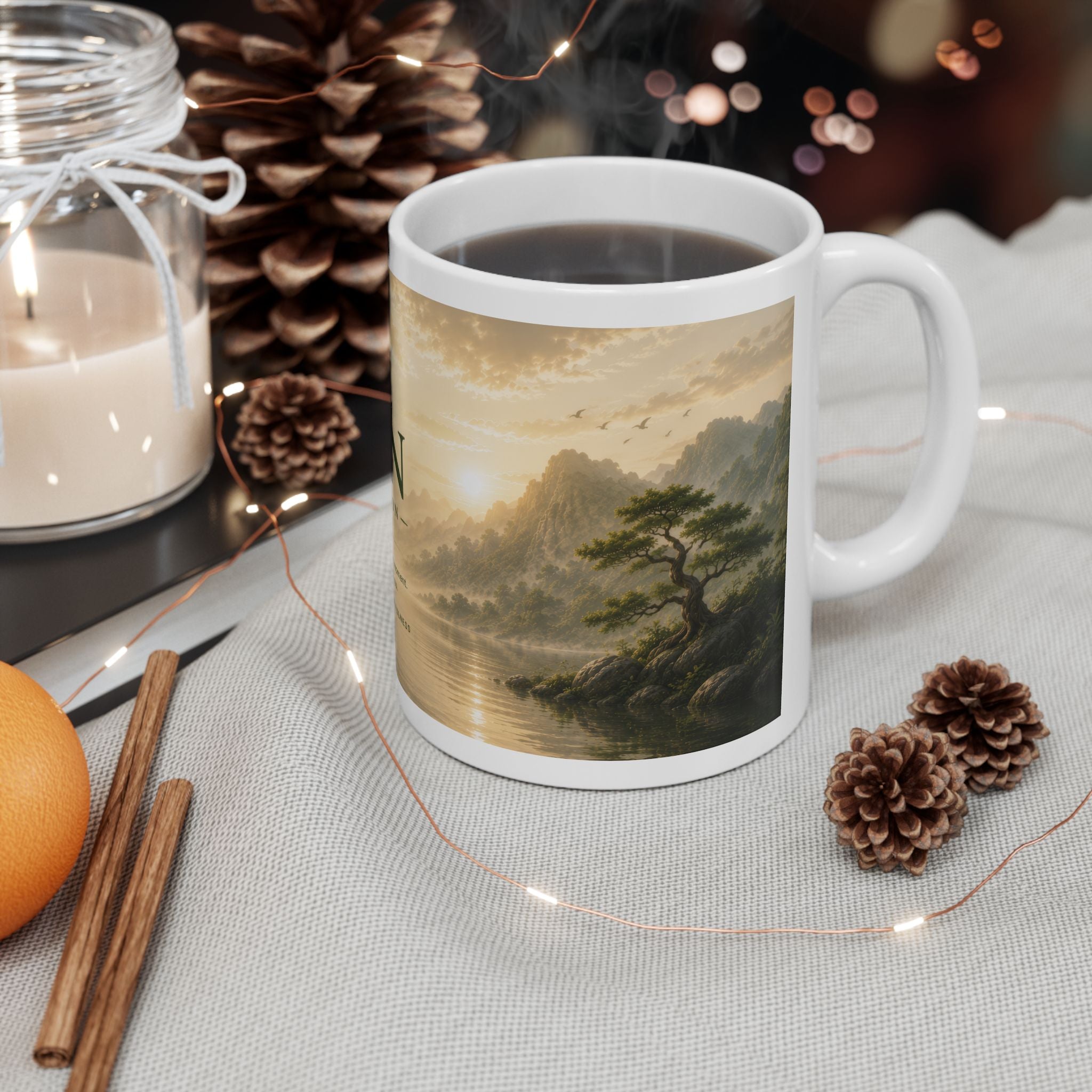 Zen Collection Ceramic Mug (11oz, 15oz) – Tranquil Landscape Meditation Coffee Cup | Planet of Thoughts