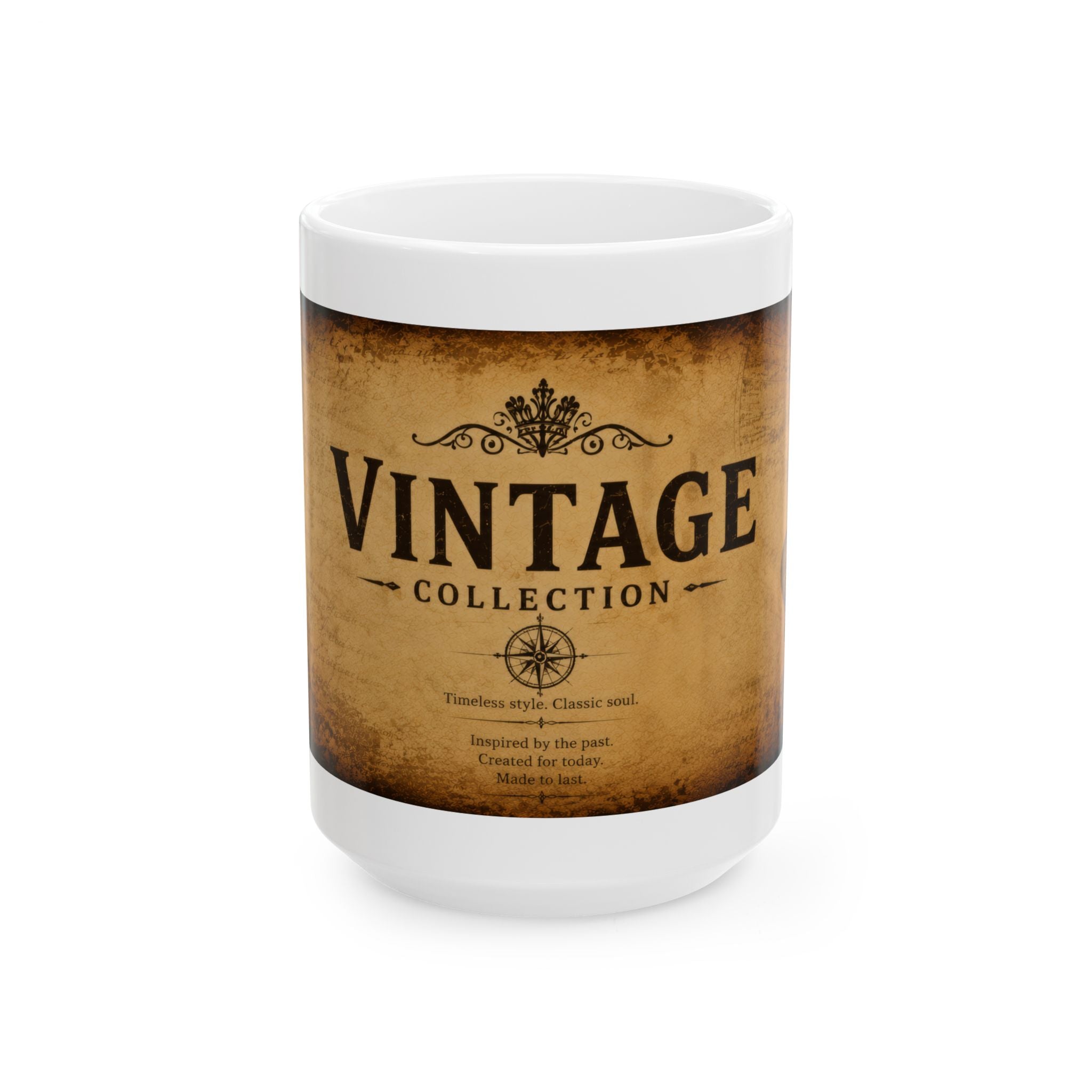 Vintage Collection Ceramic Mug (11oz & 15oz) — Rustic Antique Map Coffee Cup | Planet of Thoughts