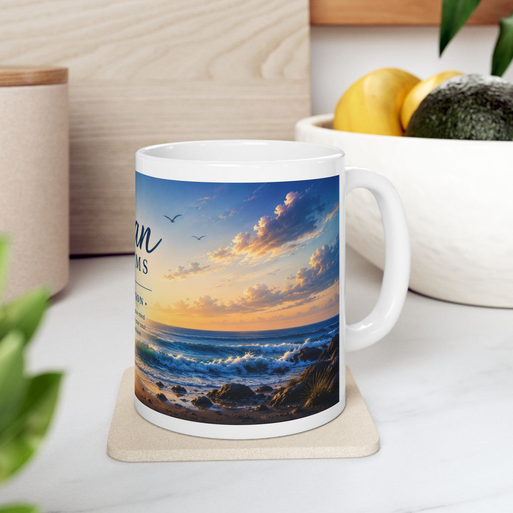 Ocean Ceramic Mug (11oz, 15oz) | Coastal Coffee Mug | Planet of Thoughts