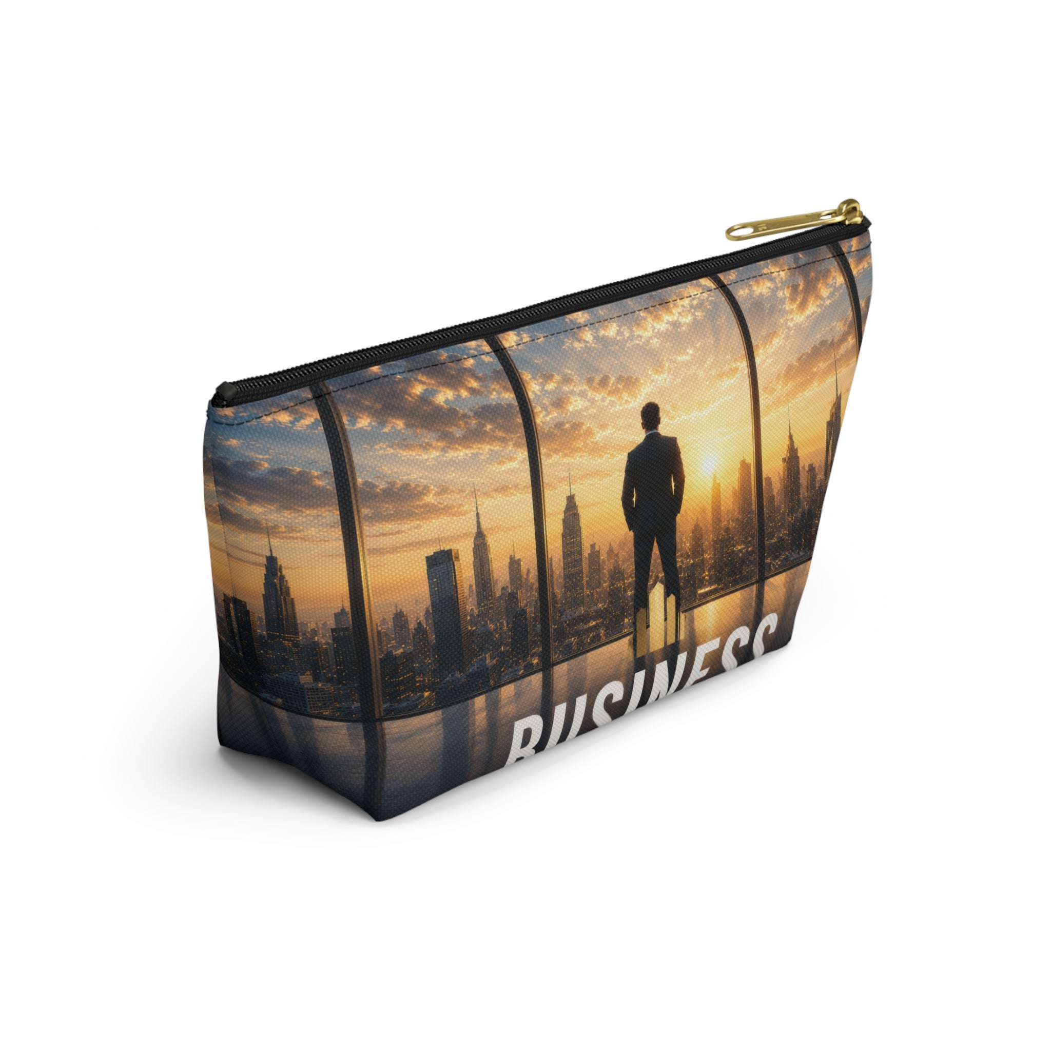 Business Skyline Accessory Pouch — Motivational Travel Makeup & Tech Organizer
