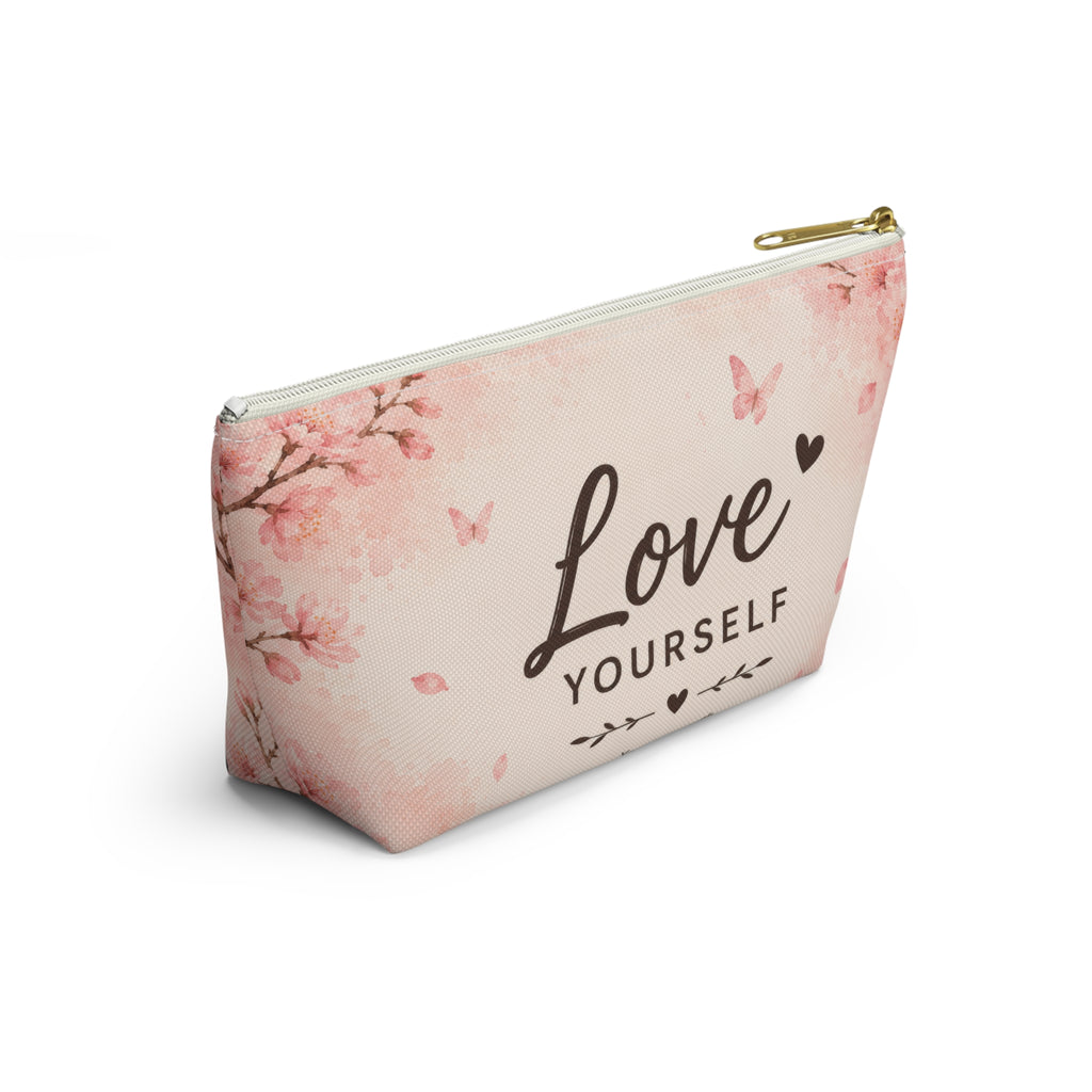 Love Yourself Floral Accessory Pouch