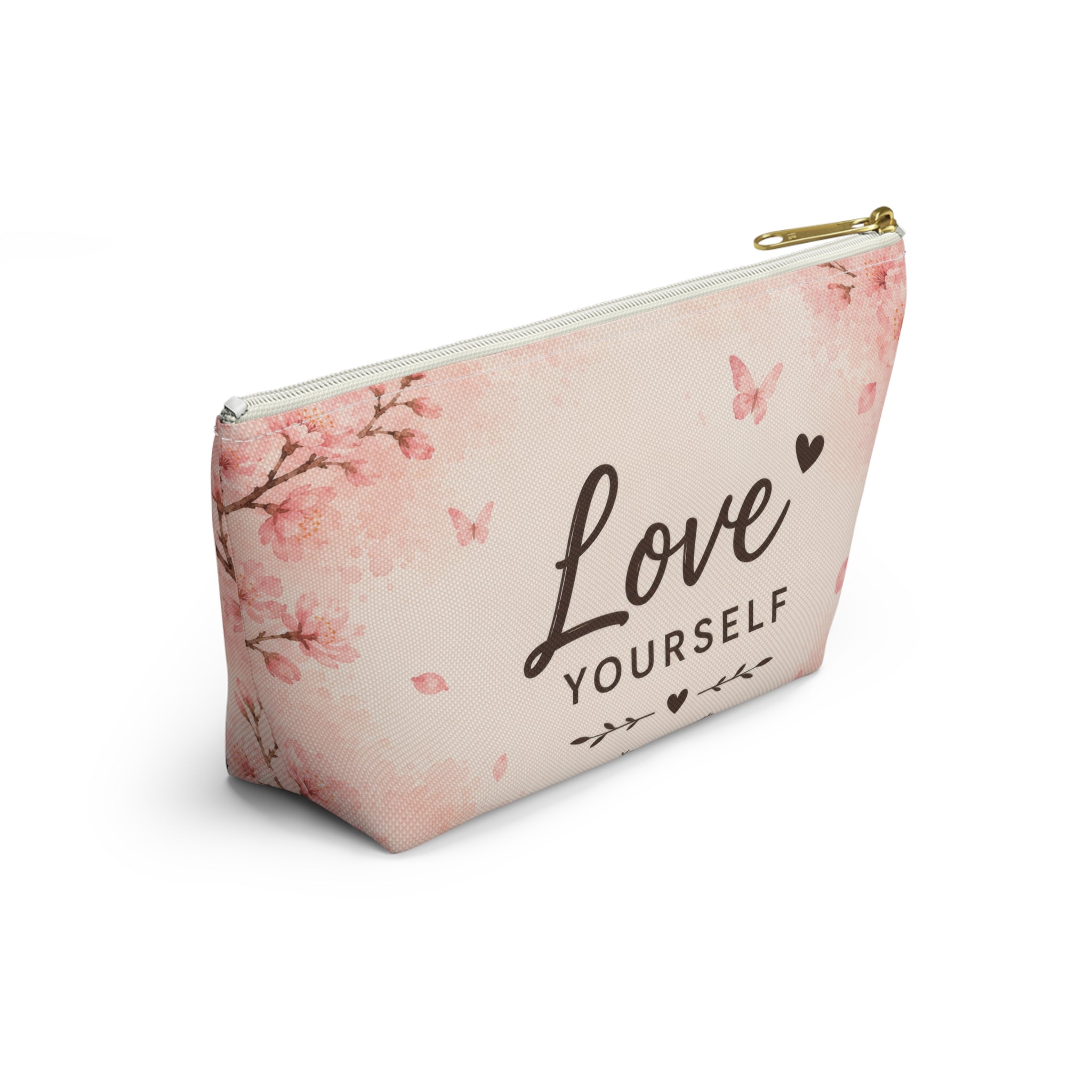 Love Yourself Floral Accessory Pouch