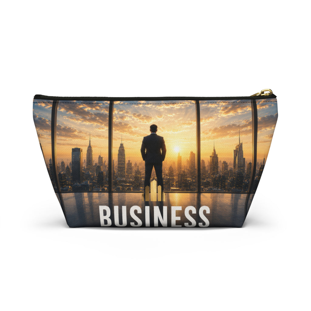 Business Skyline Accessory Pouch — Motivational Travel Makeup & Tech Organizer