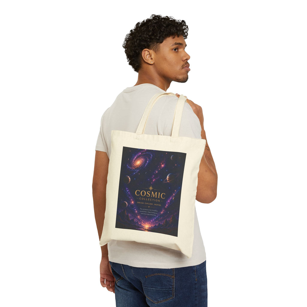 Cosmic Galaxy Tote Bag — 'COSMIC' Space Poster Canvas Tote