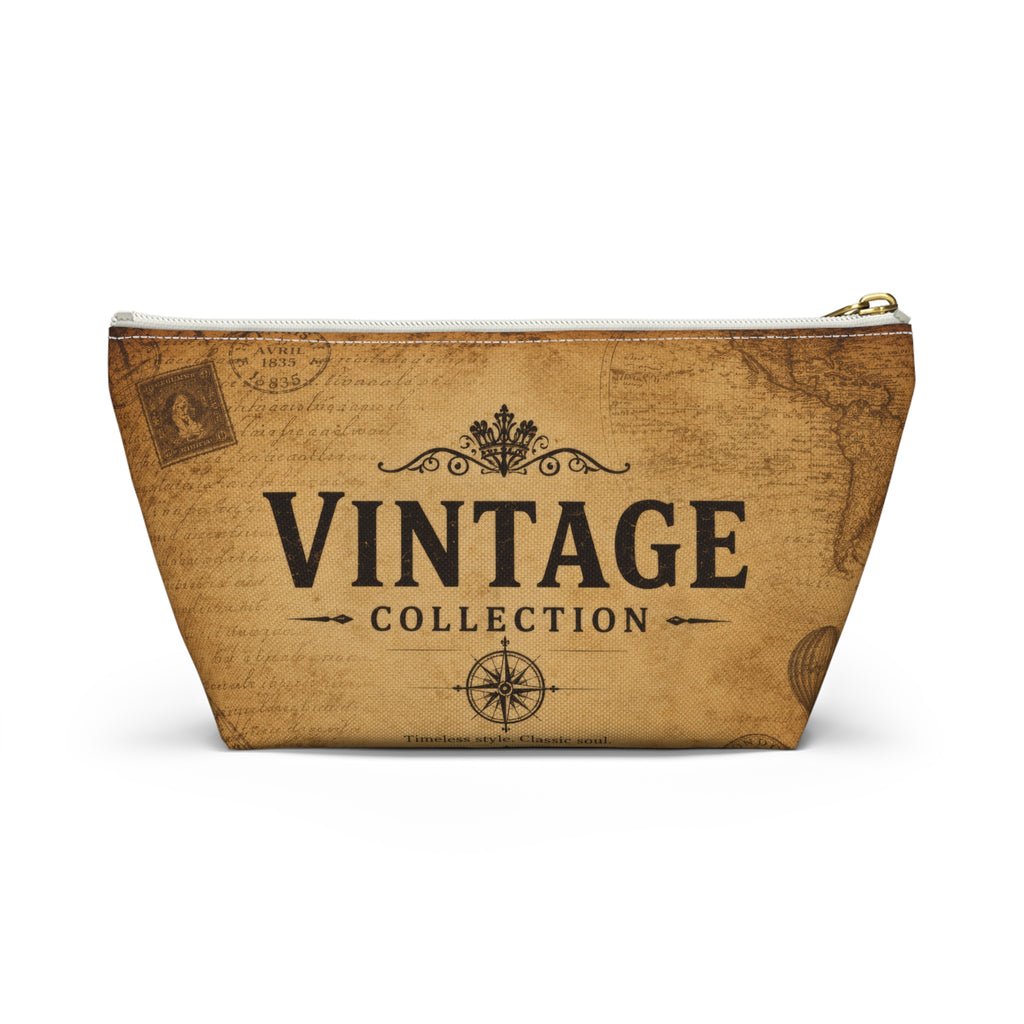 Vintage Collection Accessory Pouch — Retro Map Travel Cosmetic Bag