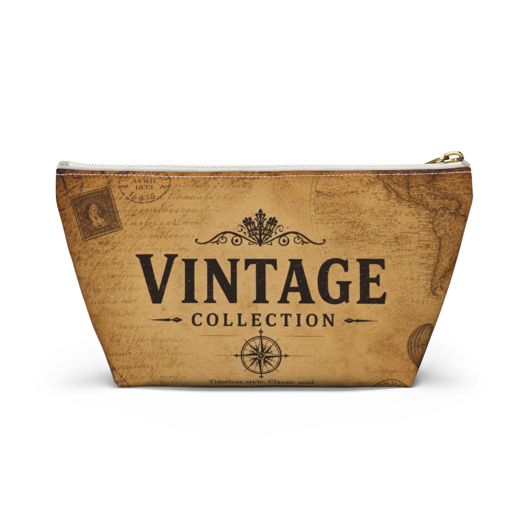 Vintage Collection Accessory Pouch — Retro Map Travel Cosmetic Bag