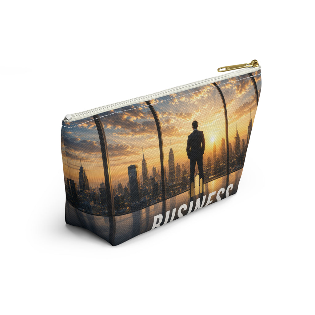 Business Skyline Accessory Pouch — Motivational Travel Makeup & Tech Organizer