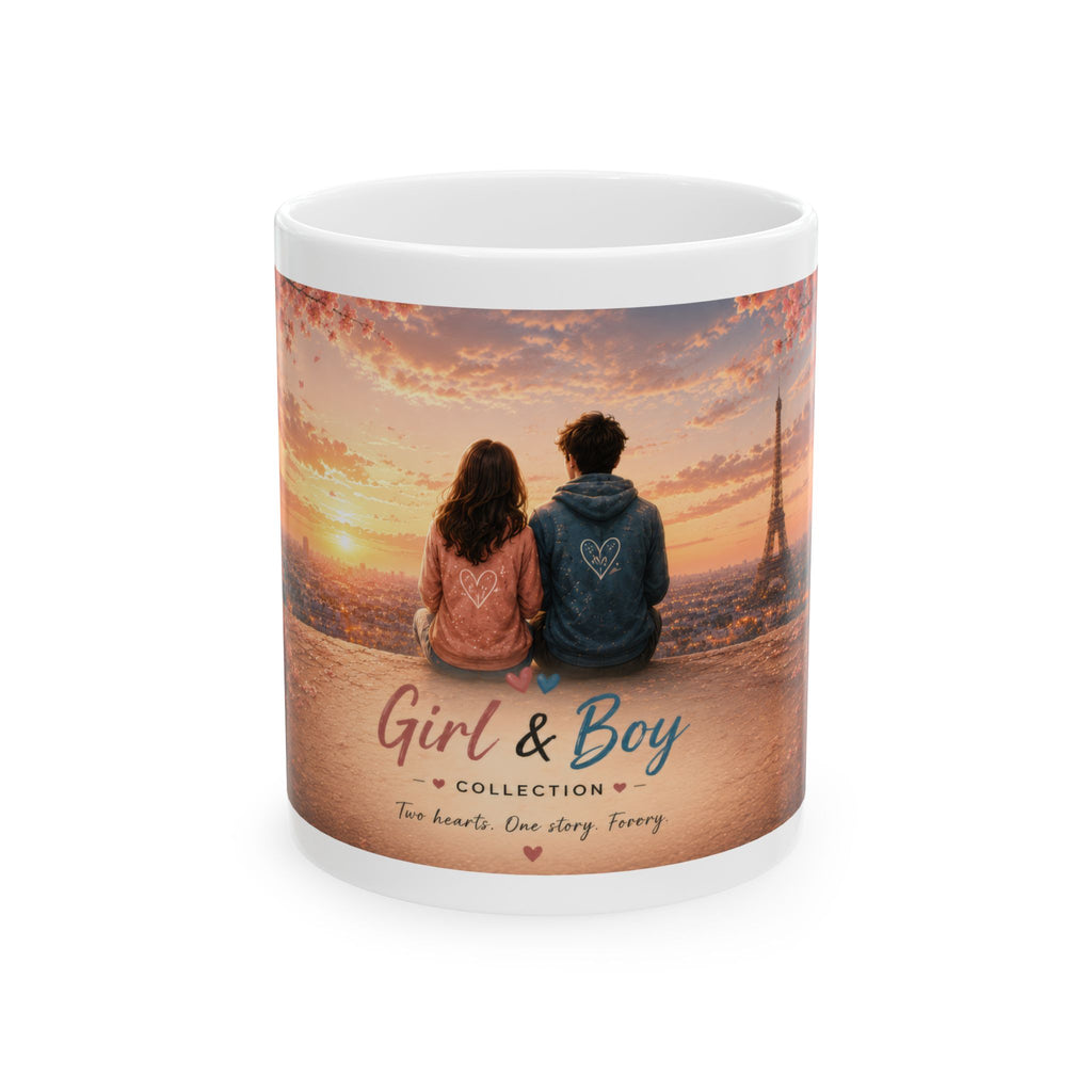 Girl & Boy Ceramic Mug (11oz, 15oz) | Friendship & Love Mug | Planet of Thoughts