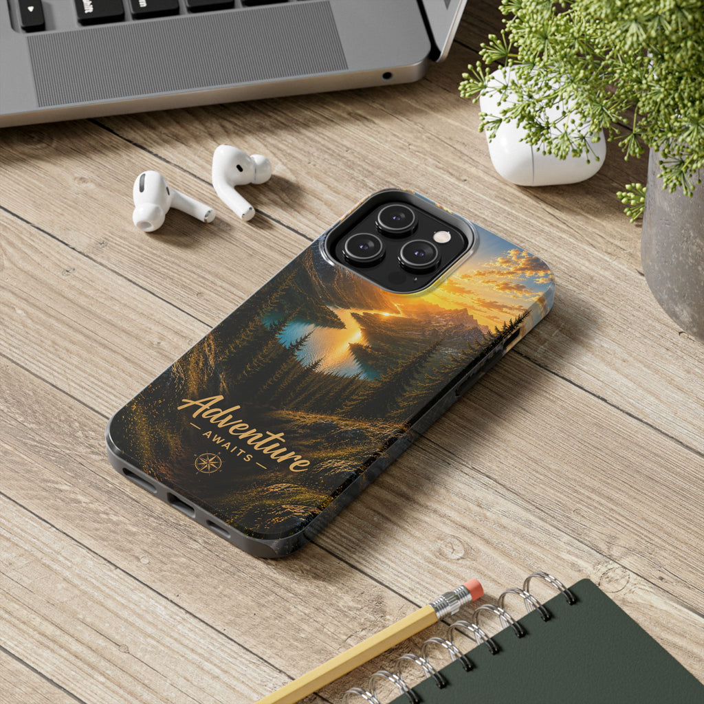 Adventure Awaits Phone Case — Scenic Mountain Landscape Protective Case