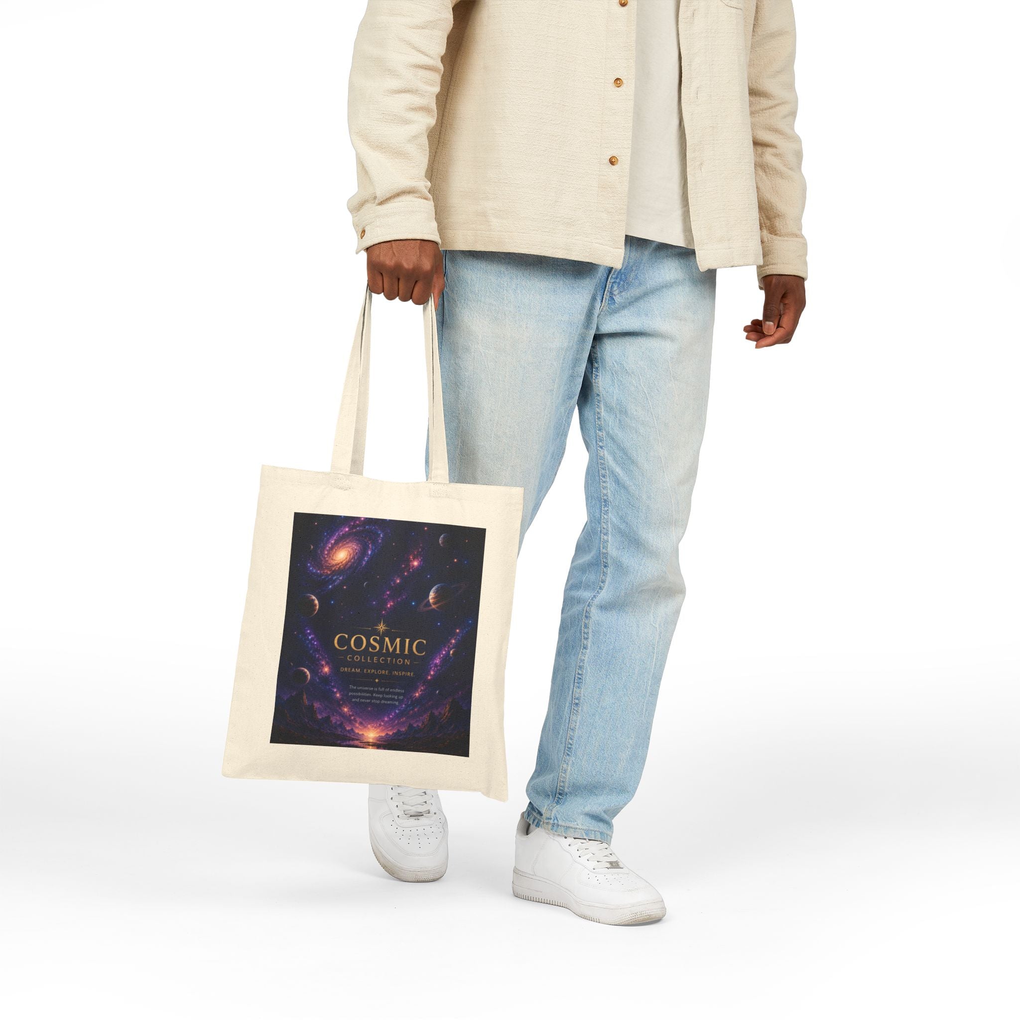 Cosmic Galaxy Tote Bag — 'COSMIC' Space Poster Canvas Tote