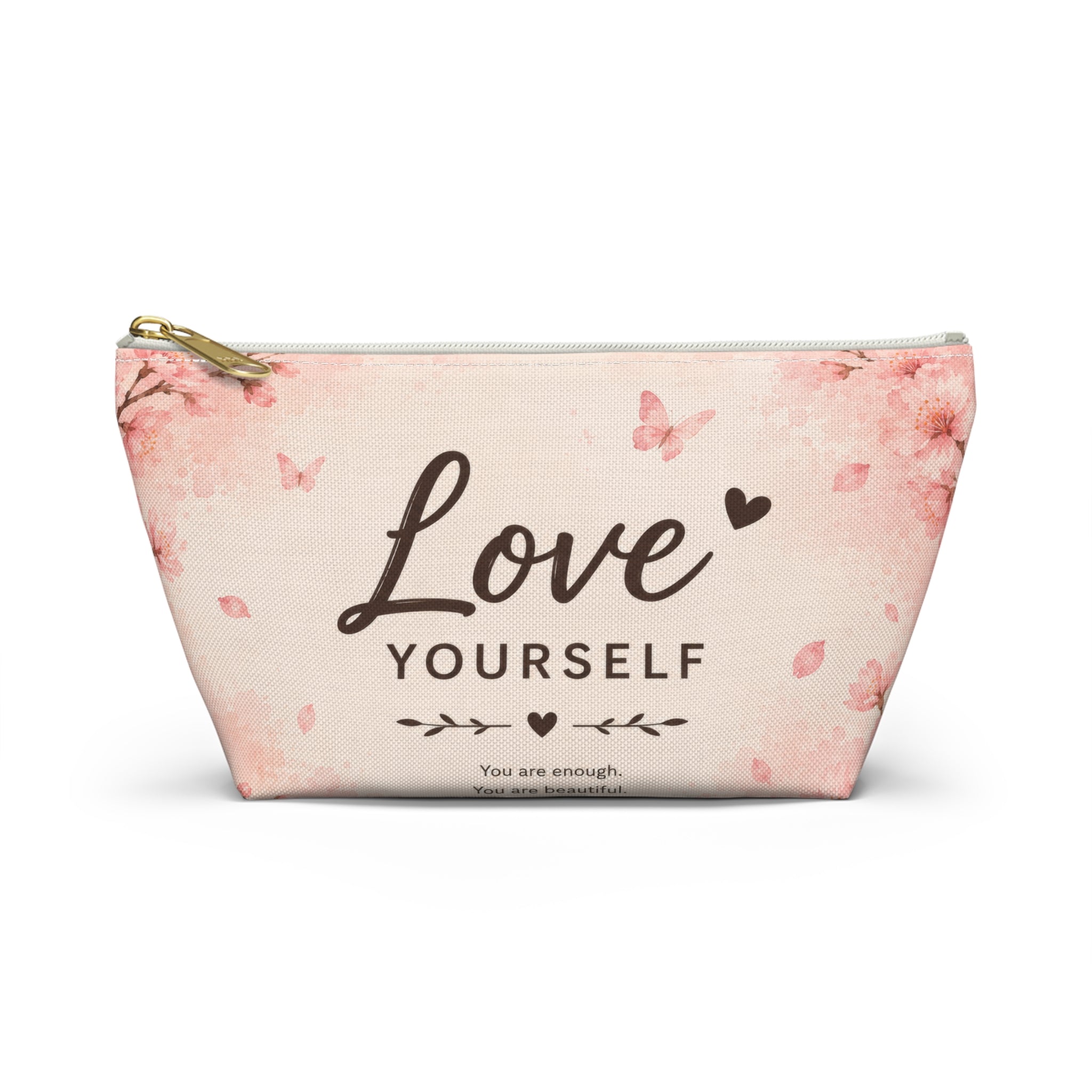 Love Yourself Floral Accessory Pouch