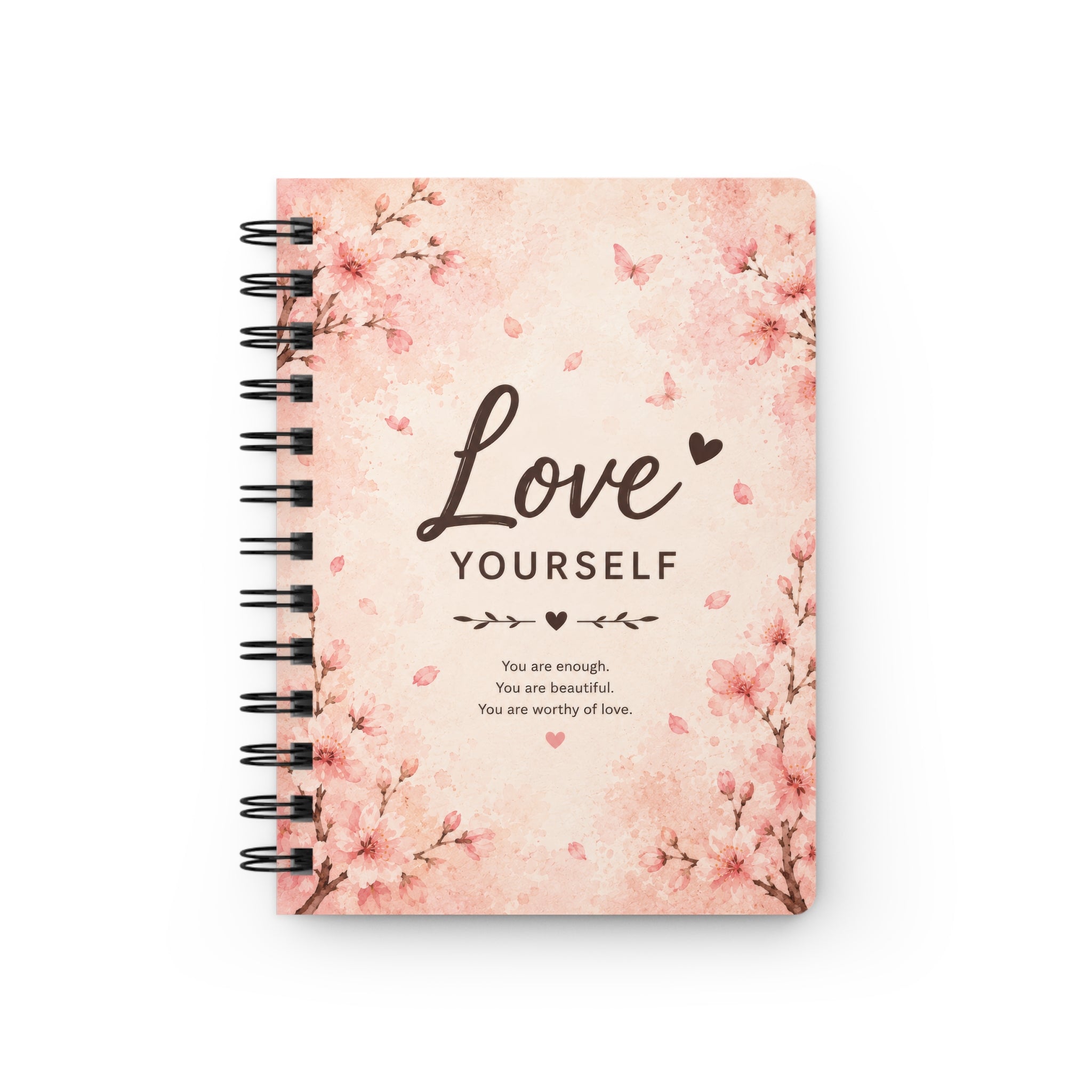Love Yourself Spiral Journal — Floral Self‑Care Notebook