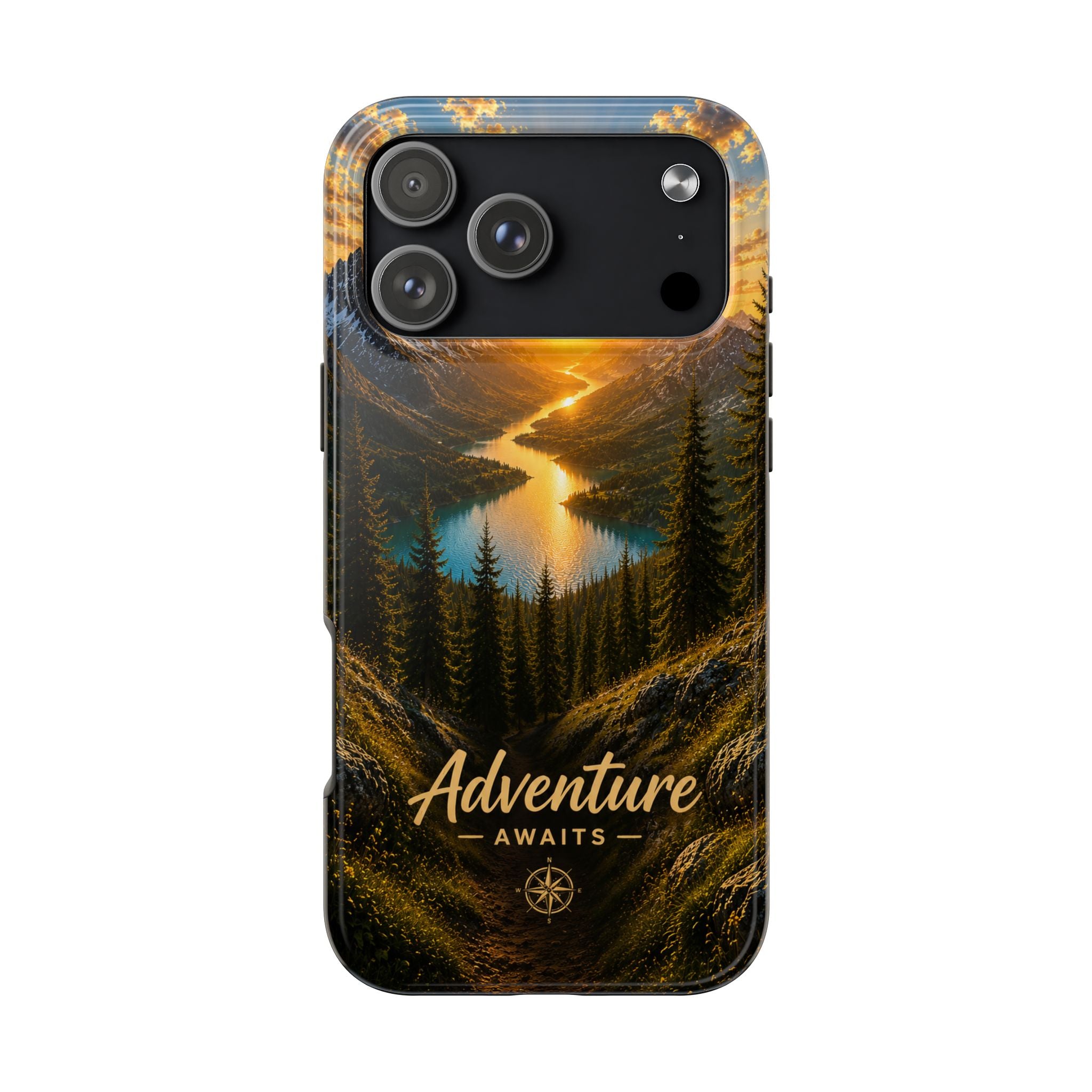 Adventure Awaits Phone Case — Scenic Mountain Landscape Protective Case