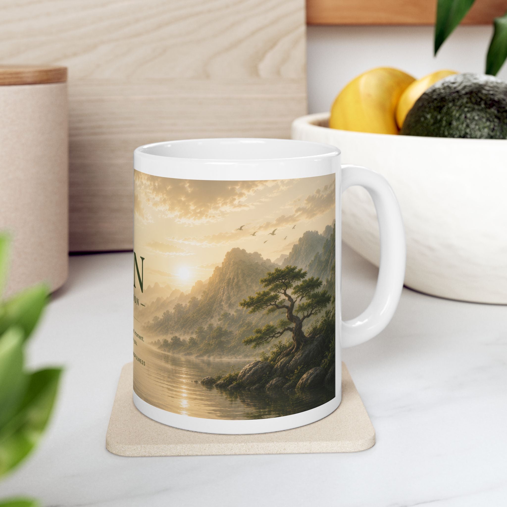 Zen Collection Ceramic Mug (11oz, 15oz) – Tranquil Landscape Meditation Coffee Cup | Planet of Thoughts