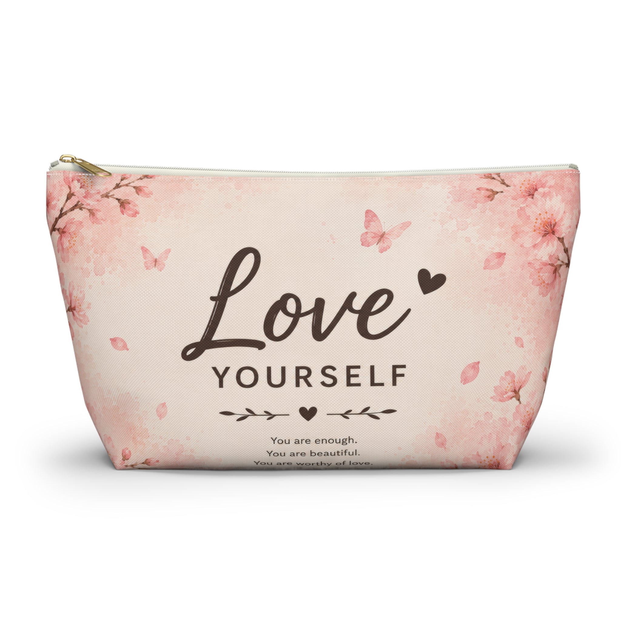 Love Yourself Floral Accessory Pouch