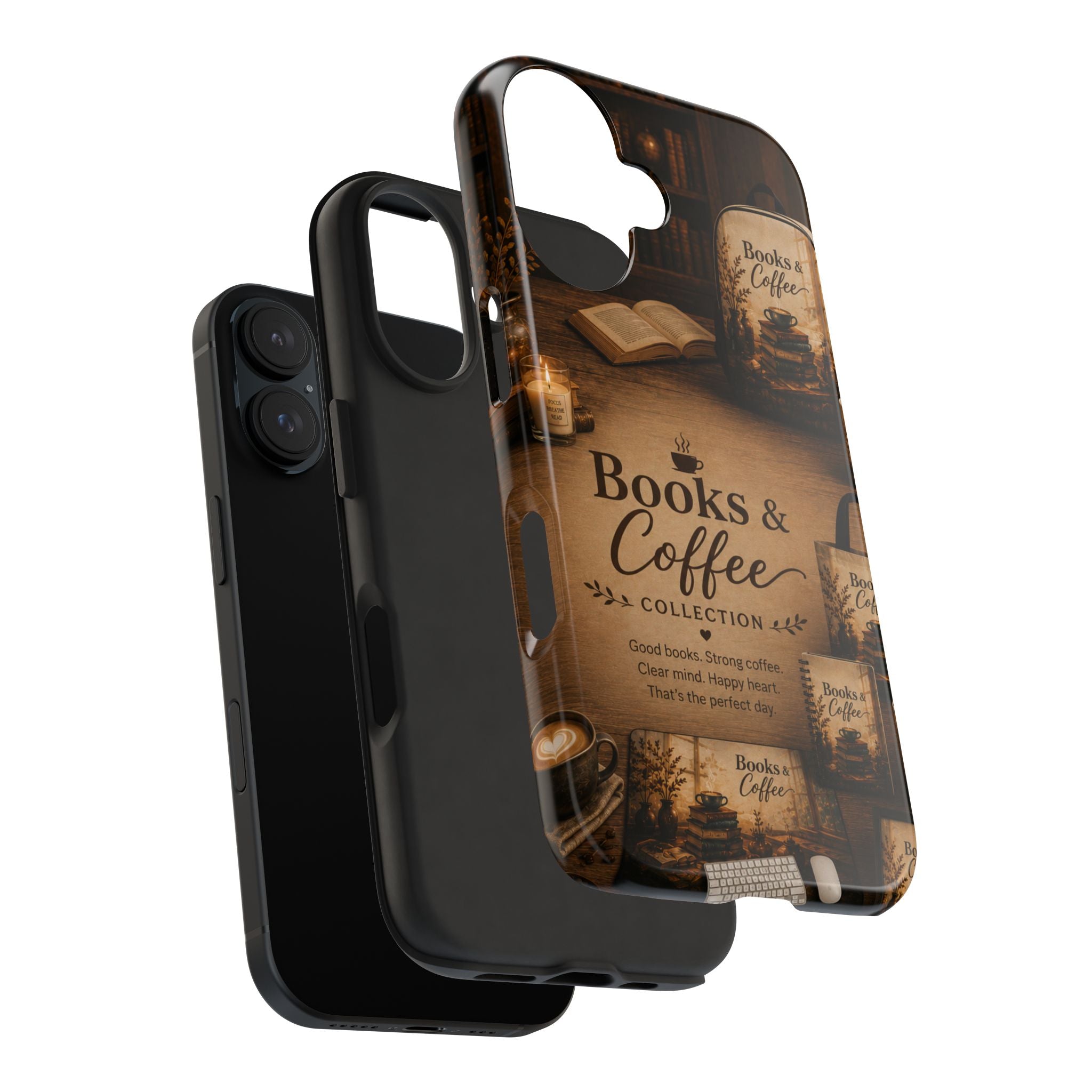 Books & Coffee Tough Phone Case — Cozy Vintage Library Design