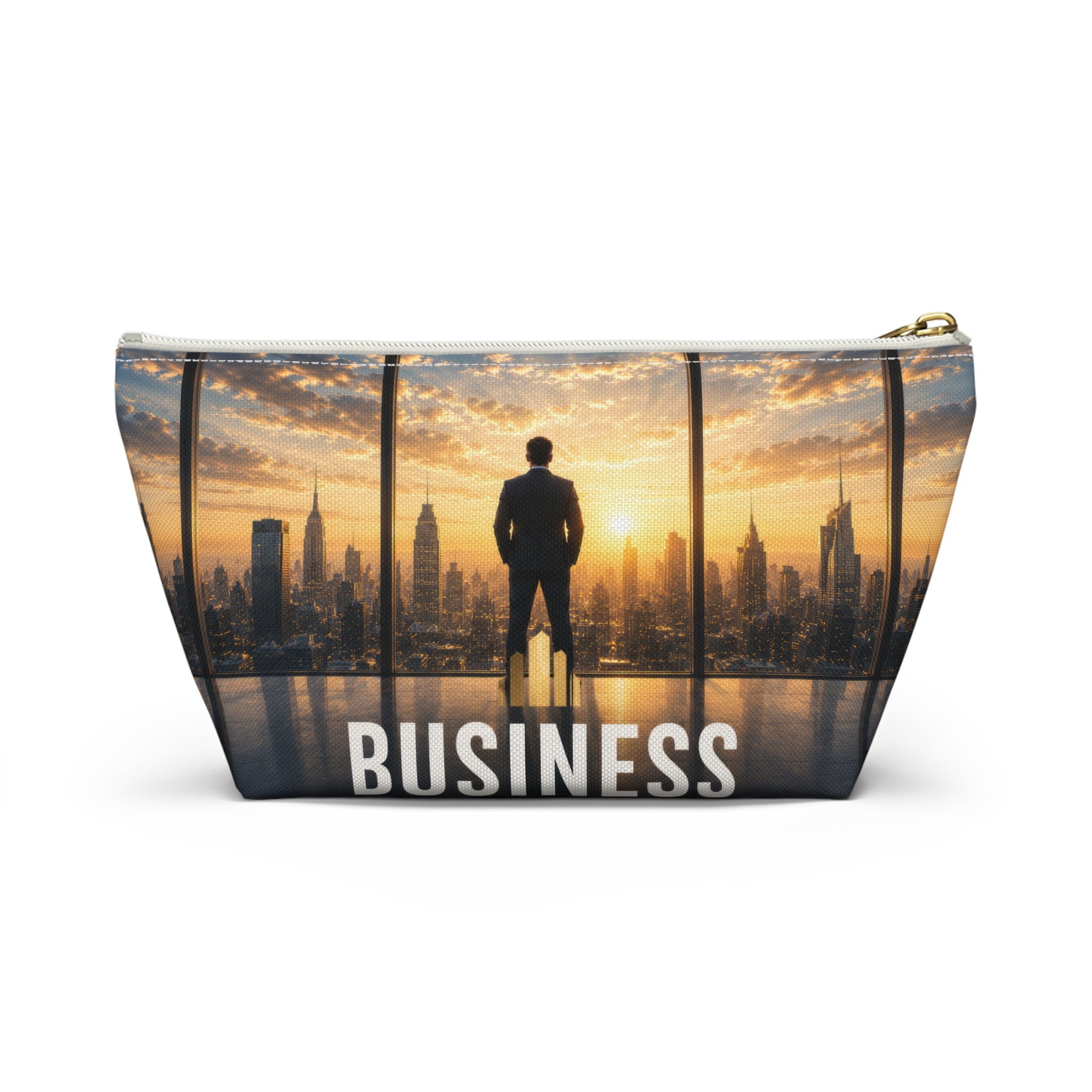 Business Skyline Accessory Pouch — Motivational Travel Makeup & Tech Organizer