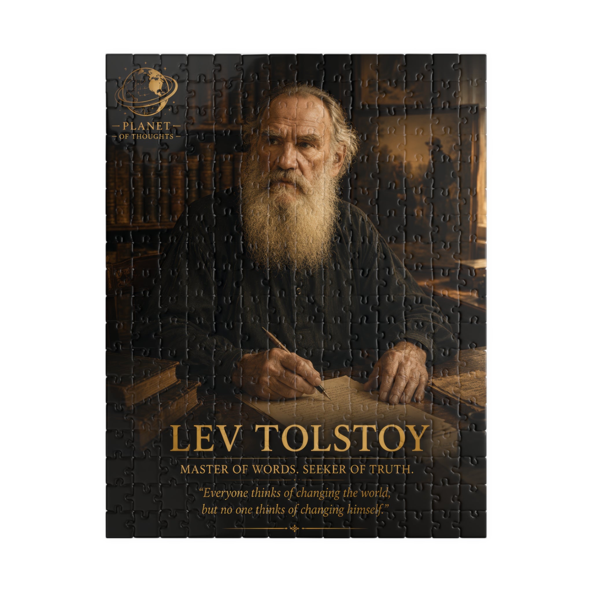 Tolstoy Portrait Puzzle - 252 Pcs - Vert. — Literary Quote Jigsaw (110/252/520/1014 pc)
