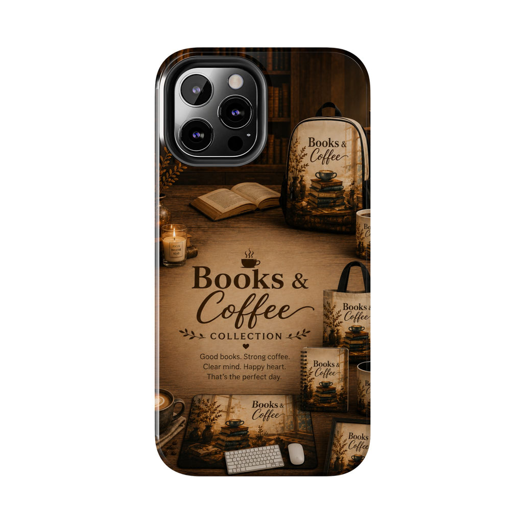 Books & Coffee Tough Phone Case — Cozy Vintage Library Design