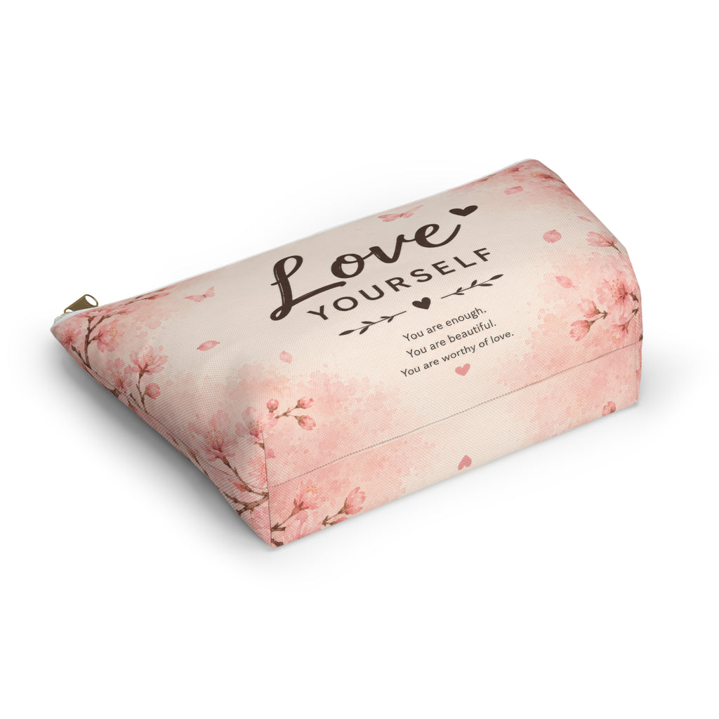 Love Yourself Floral Accessory Pouch