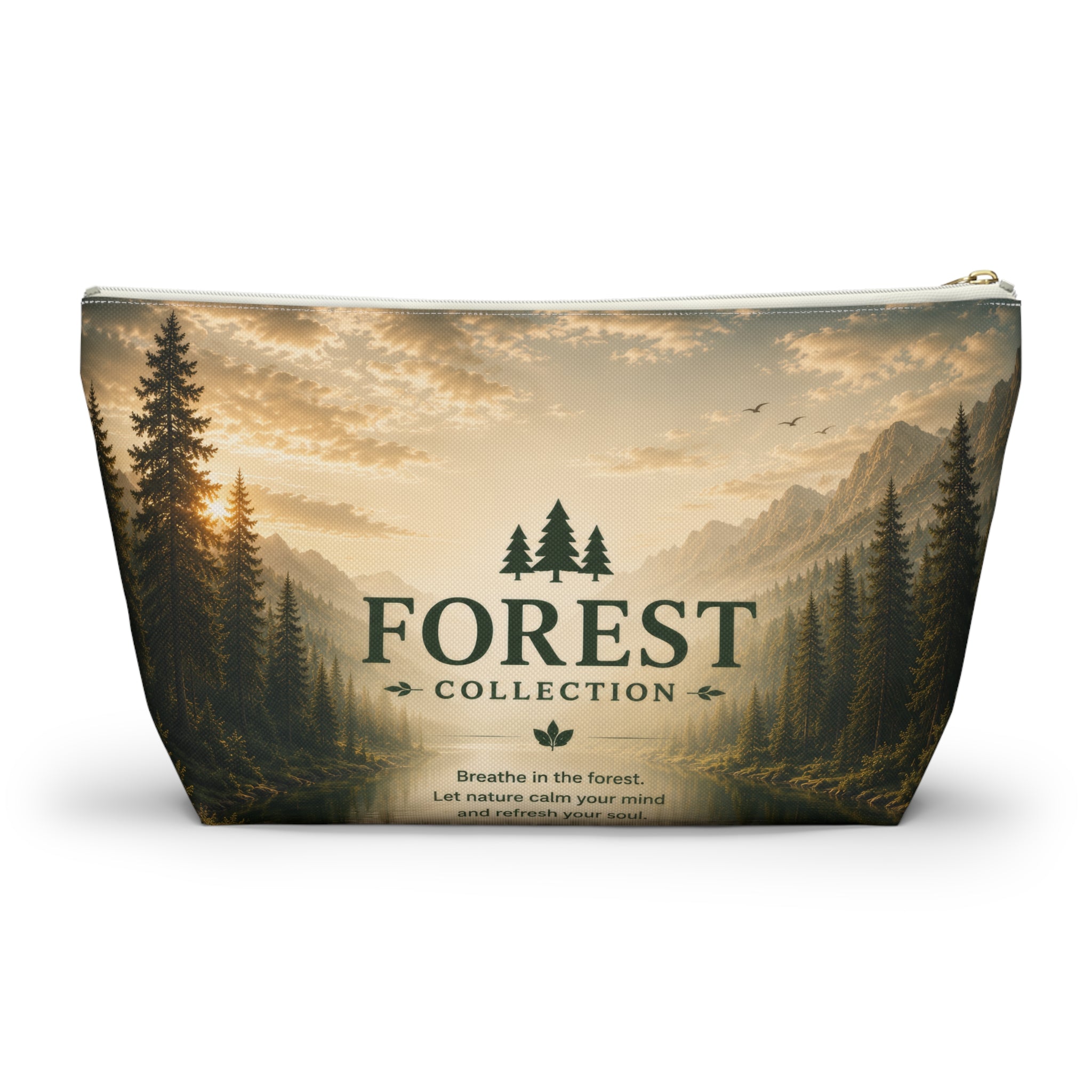 Forest Collection Accessory Pouch — Scenic Mountain & Pine Makeup Bag