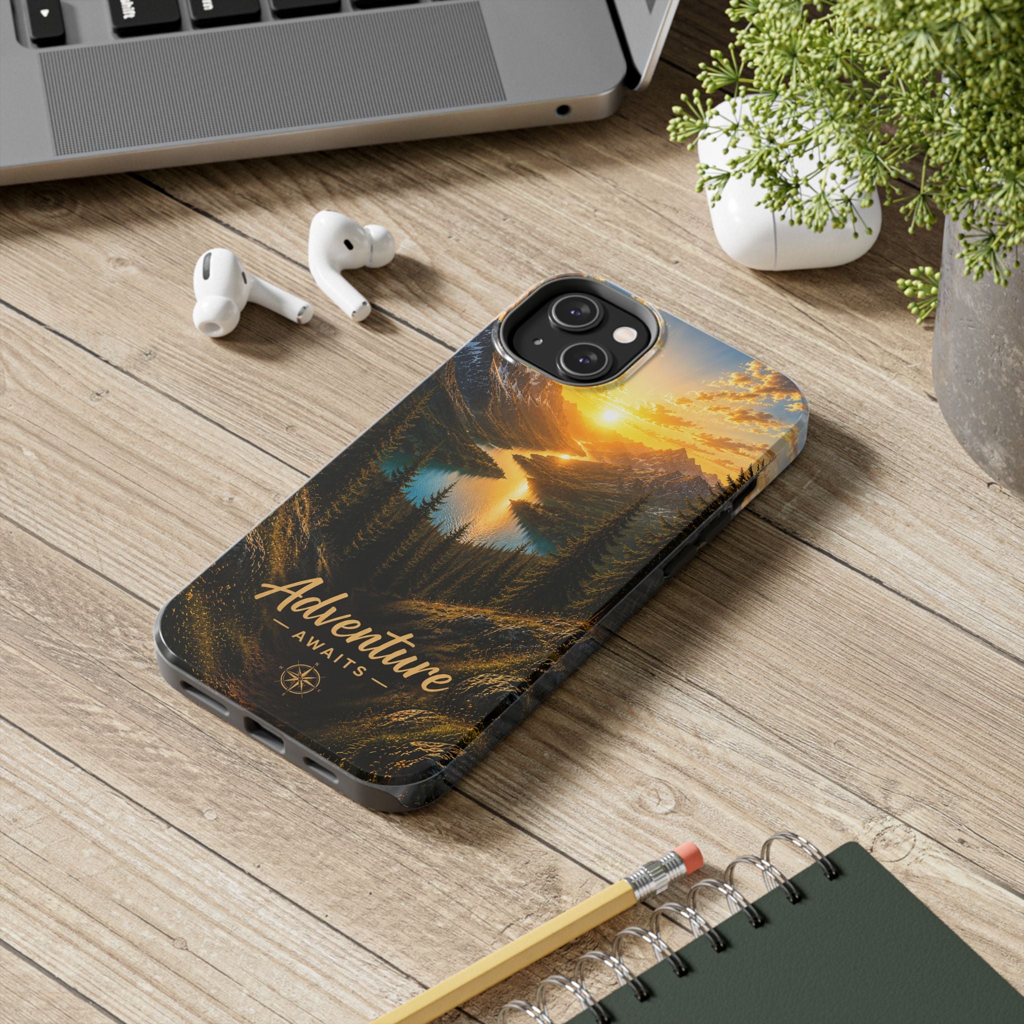 Adventure Awaits Phone Case — Scenic Mountain Landscape Protective Case