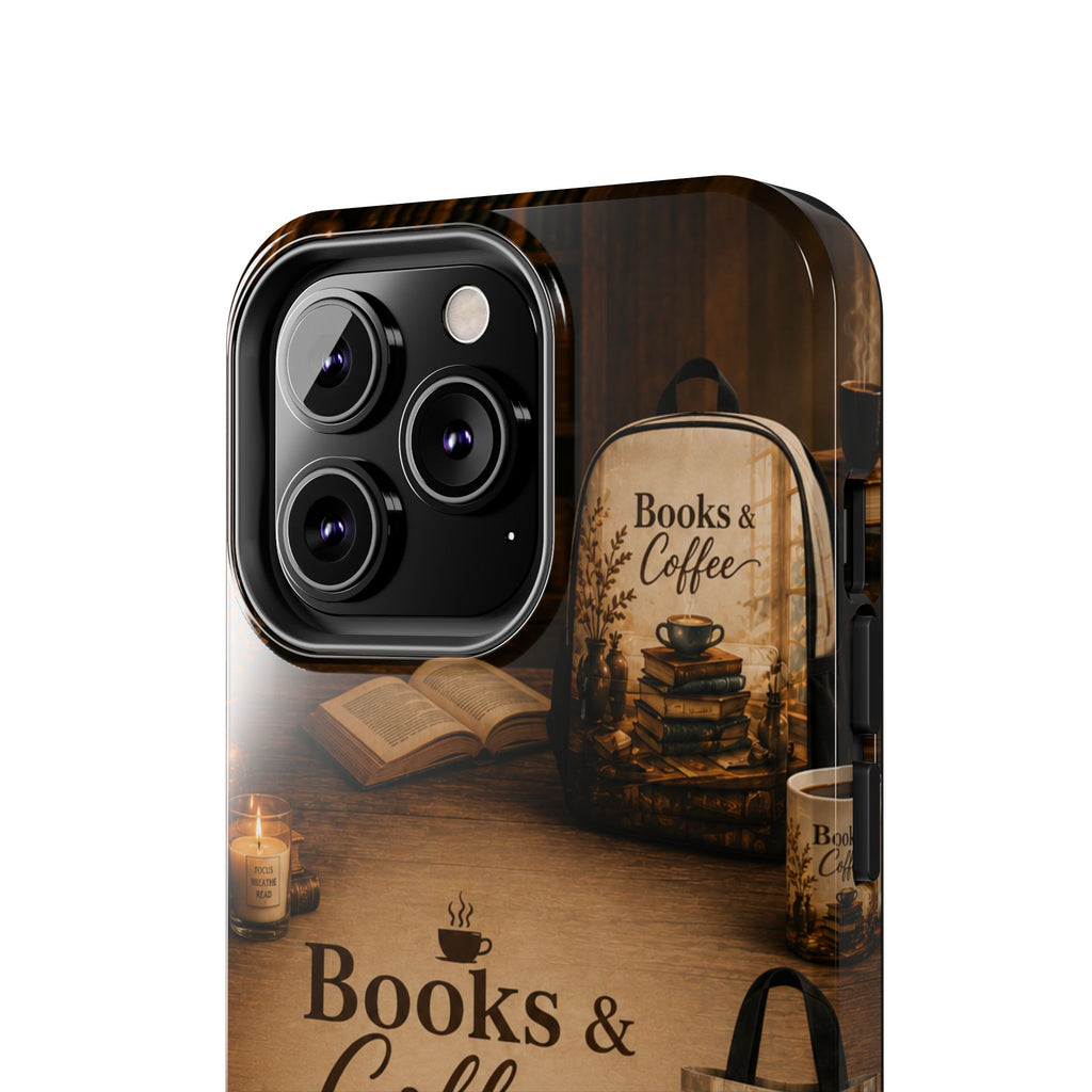 Books & Coffee Tough Phone Case — Cozy Vintage Library Design