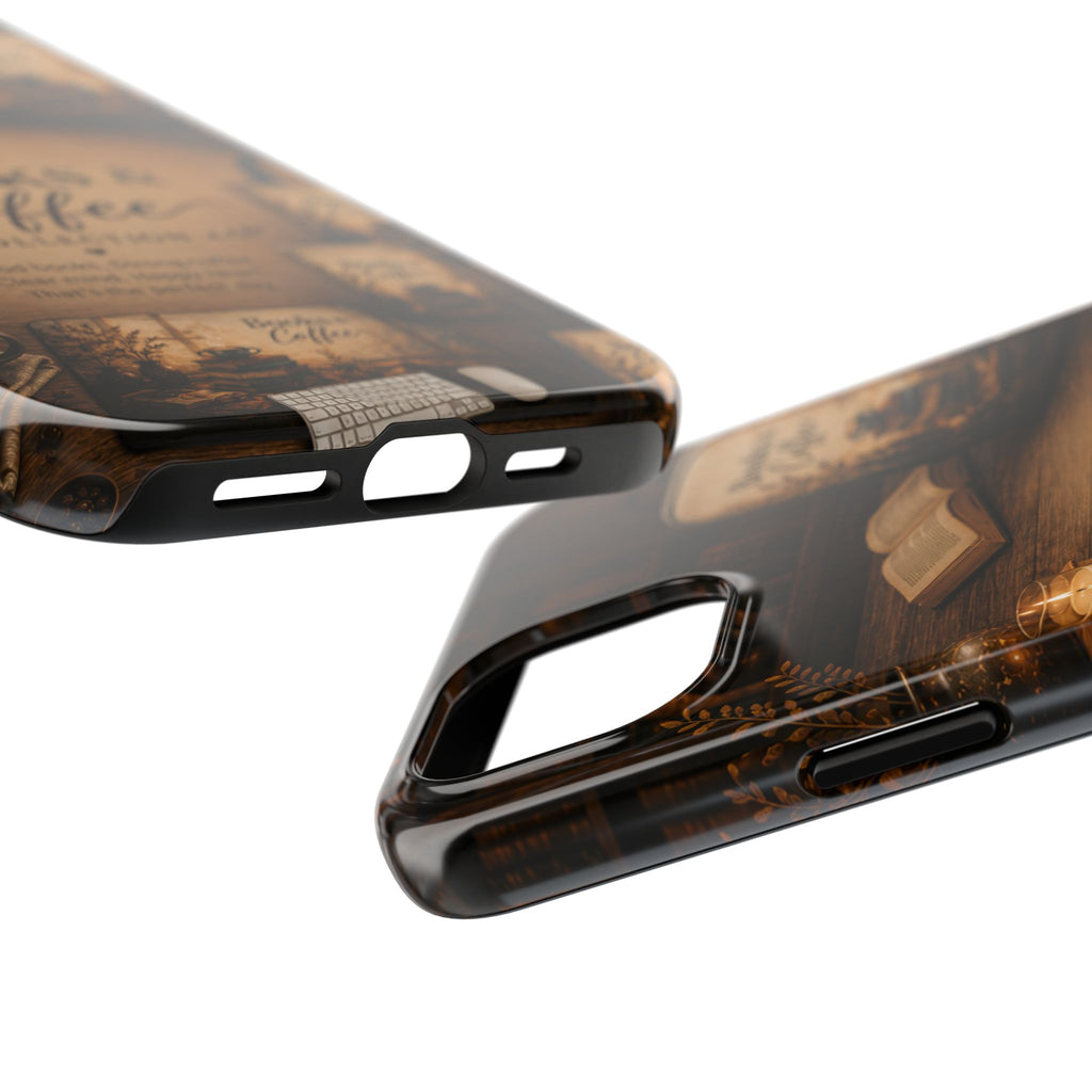 Books & Coffee Tough Phone Case — Cozy Vintage Library Design