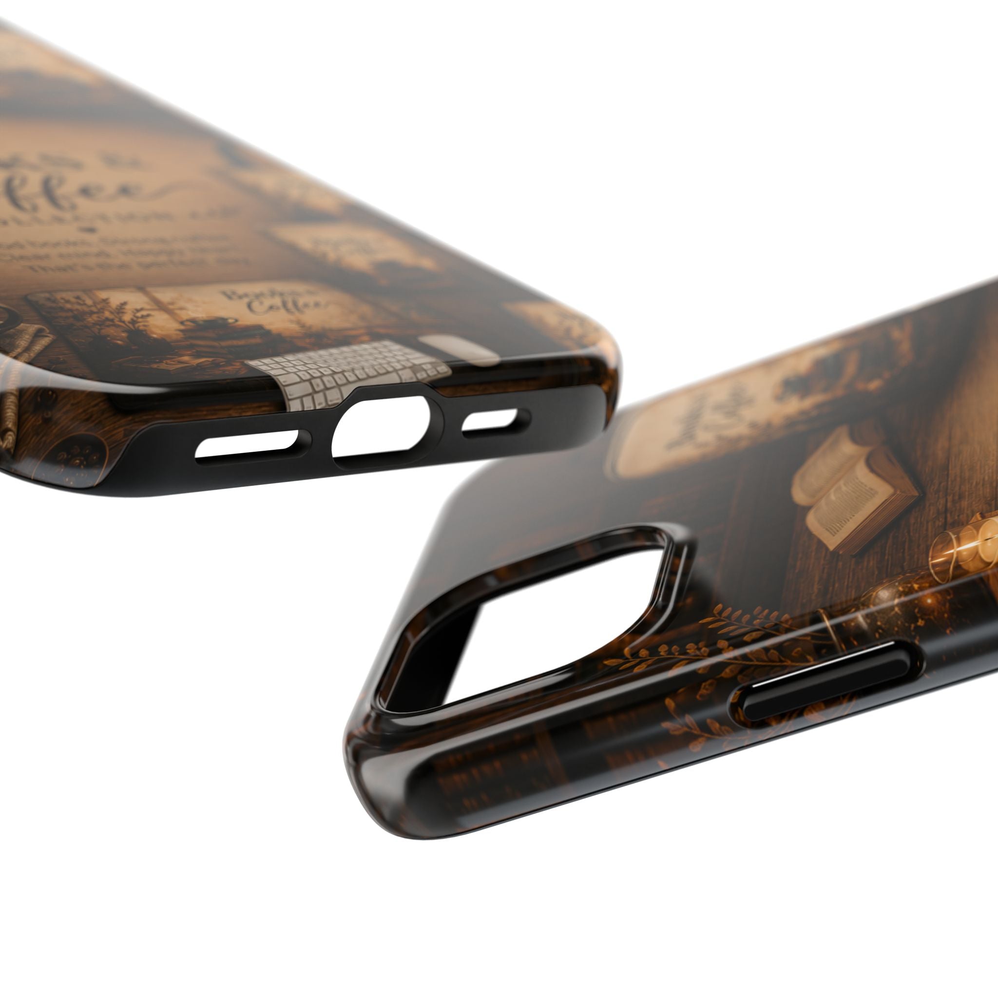 Books & Coffee Tough Phone Case — Cozy Vintage Library Design
