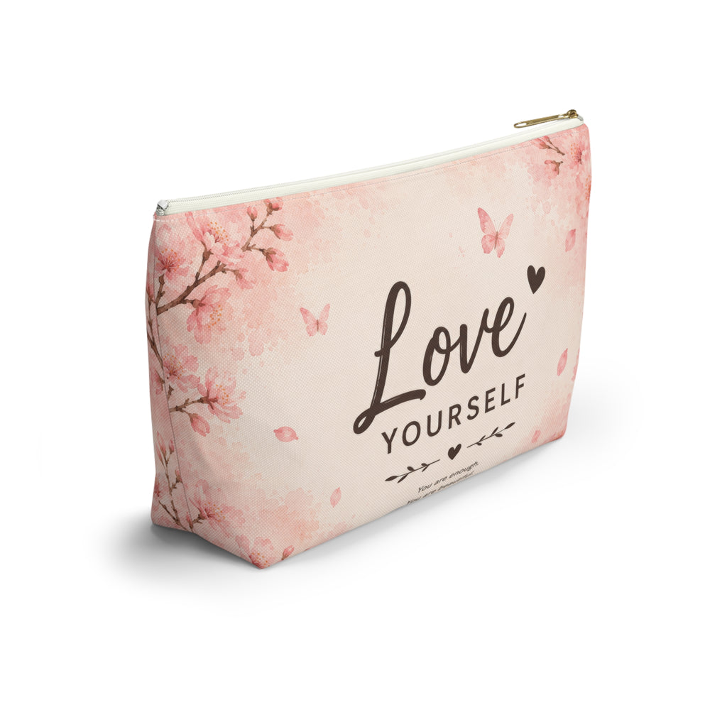 Love Yourself Floral Accessory Pouch