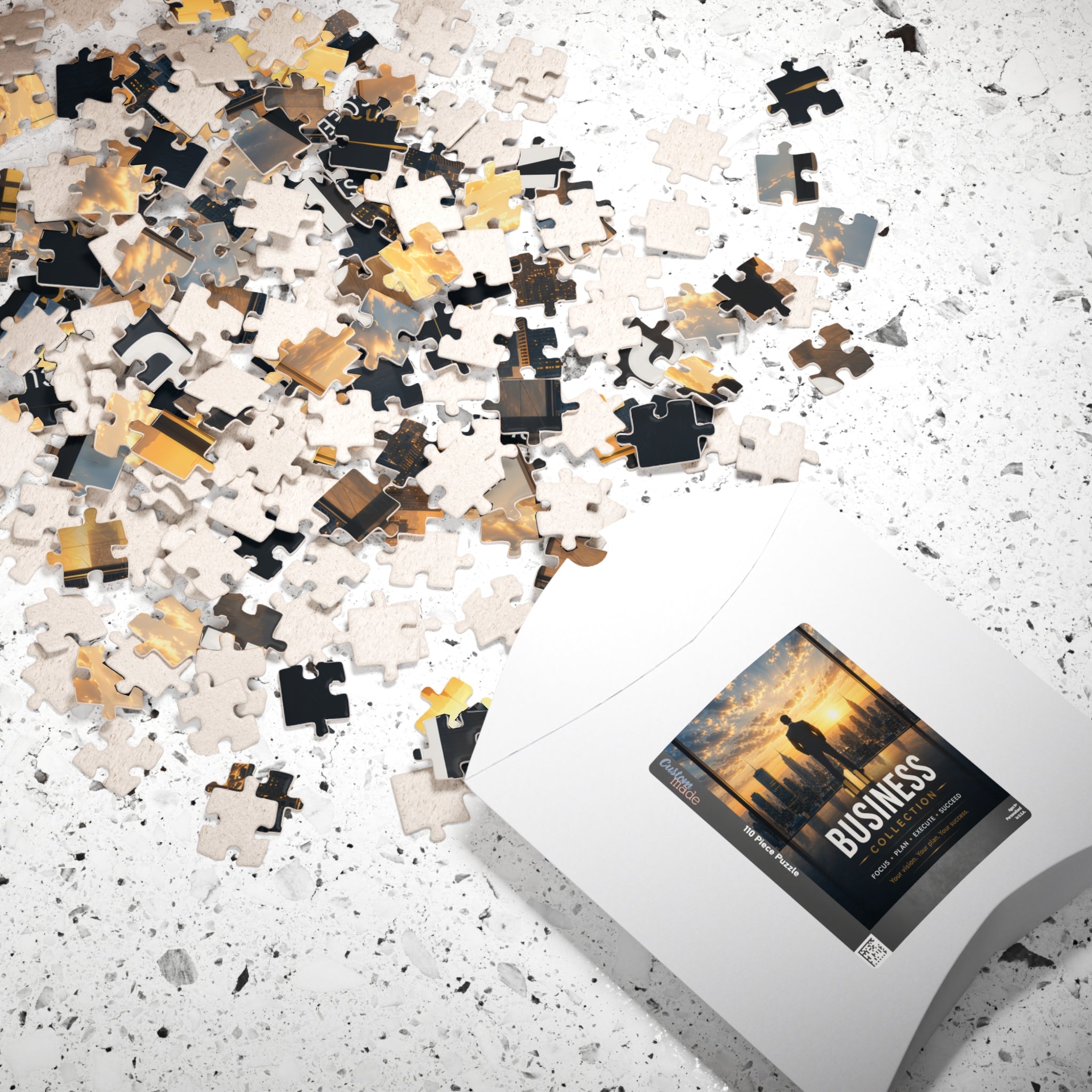 Business Collection Motivational Jigsaw Puzzle — Focus • Plan • Execute • Succeed (Multiple Piece Counts)