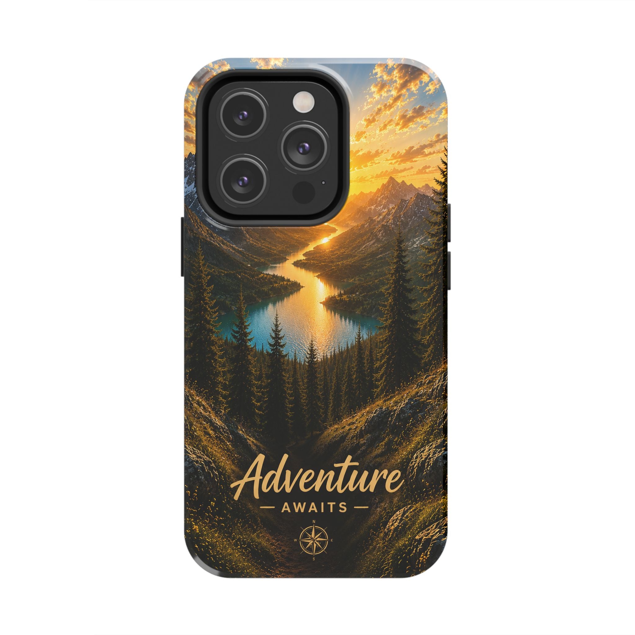 Adventure Awaits Phone Case — Scenic Mountain Landscape Protective Case