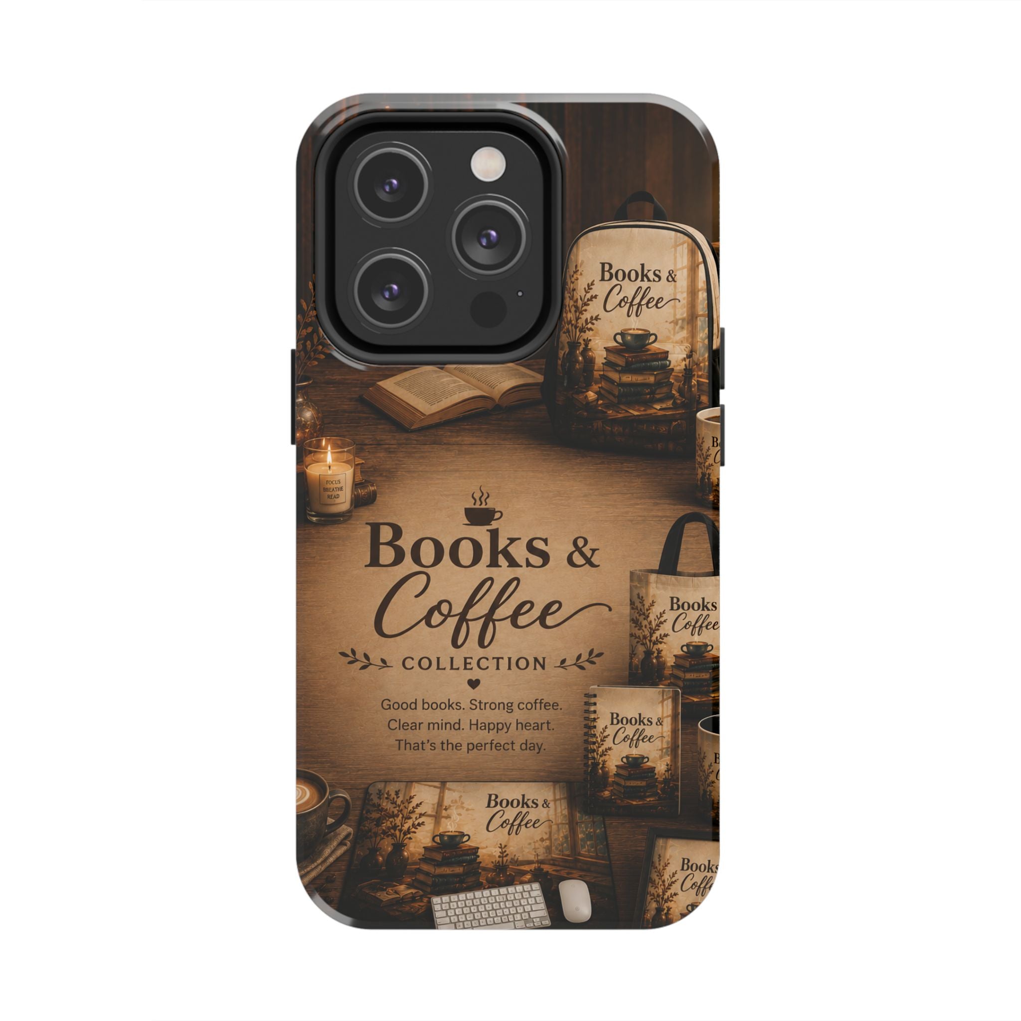 Books & Coffee Tough Phone Case — Cozy Vintage Library Design