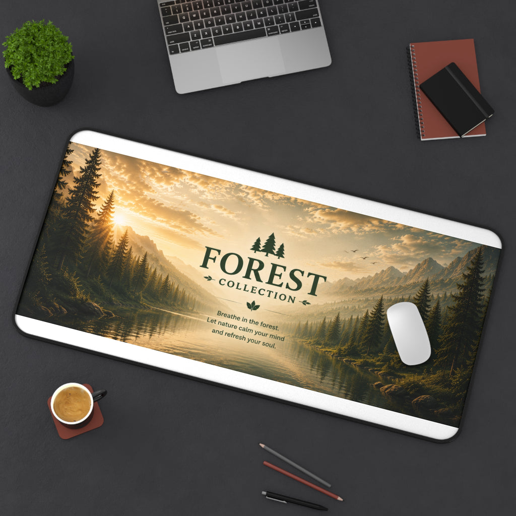 Forest Collection Desk Mat — Scenic Lake & Pine Trees Mouse Pad