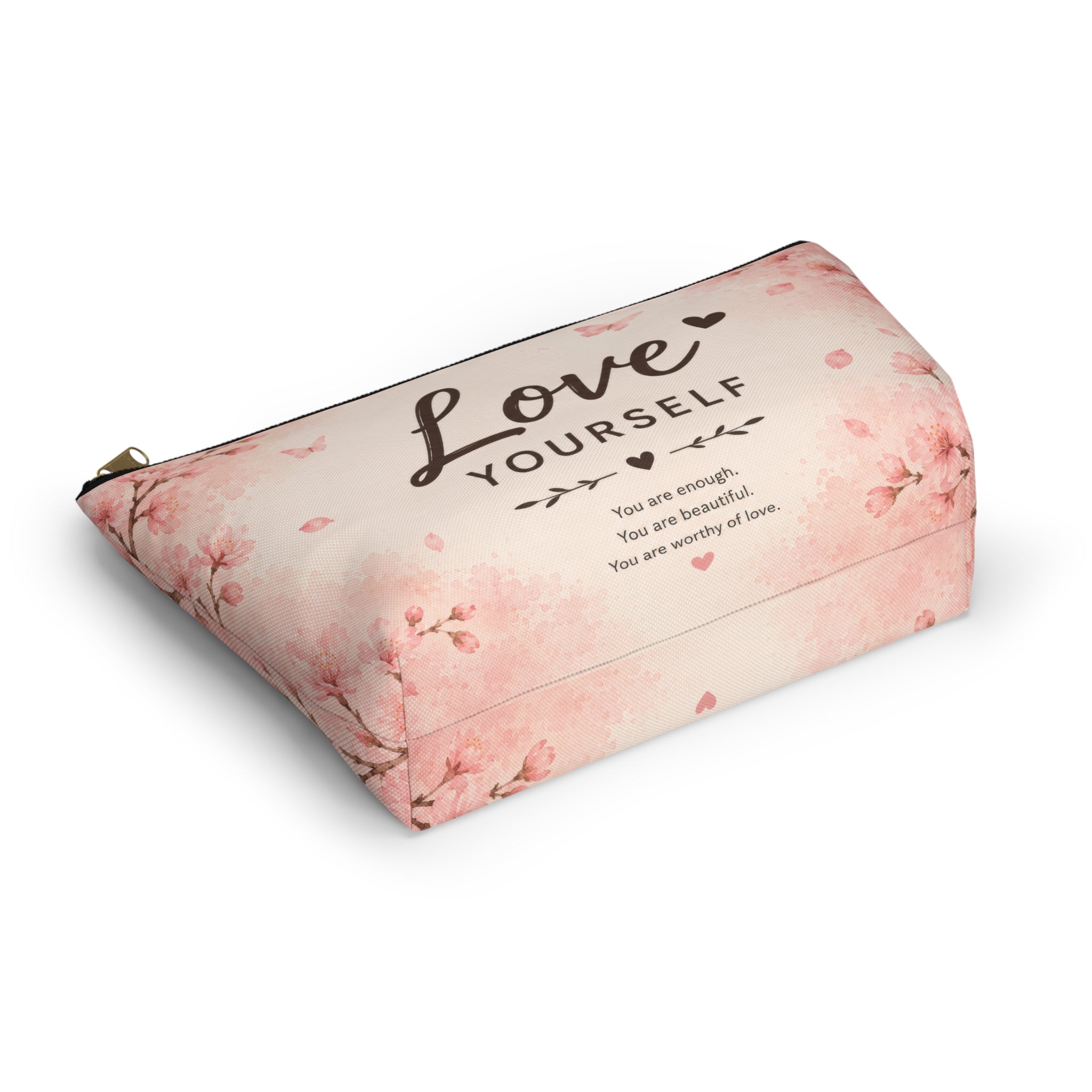 Love Yourself Floral Accessory Pouch